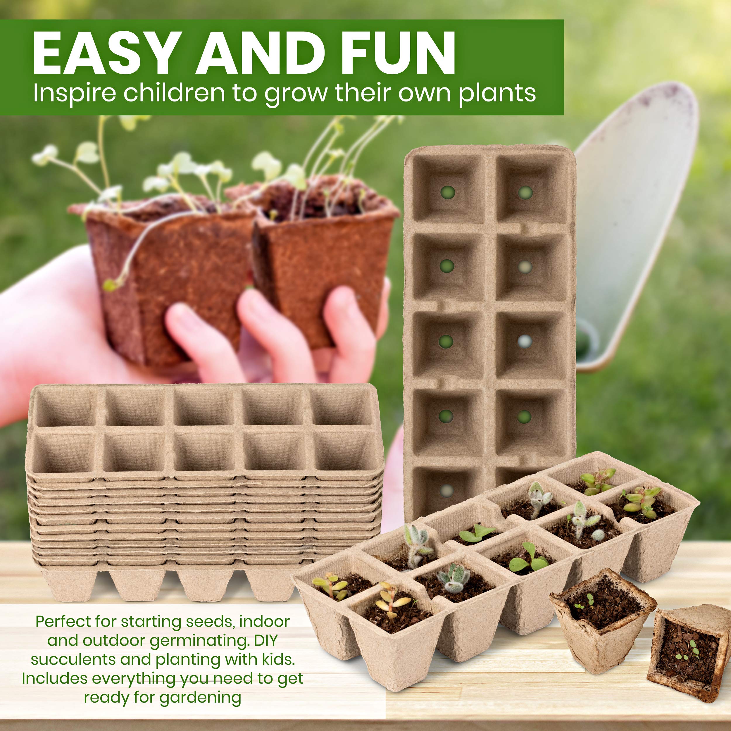 Peat Pots for Seedlings 12pk x 10cells Seed Starter Trays for Herb