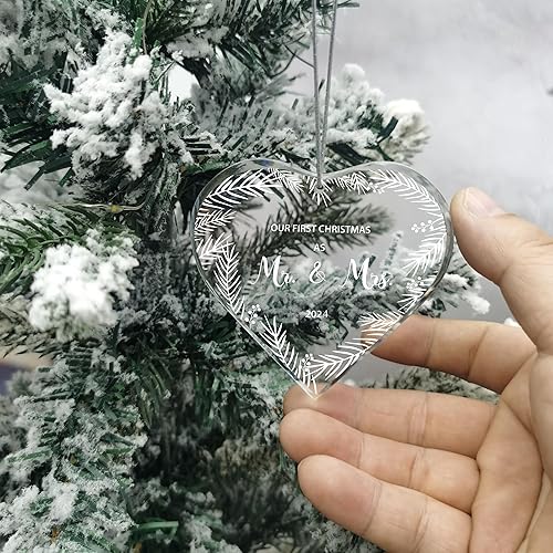 Miniatura 7 de Regalos de boda para parejas, adornos de Navidad para colgar en el árbol, decoración para recién casados, Navidad, 2023, nuestra primera Navidad