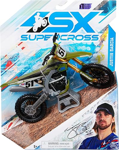 Miniatura 2 de Supercross, Auténtica réplica de motocicleta de juguete fundido a presión de coleccionista de Justin Barcia a escala 110 con soporte de carrera,