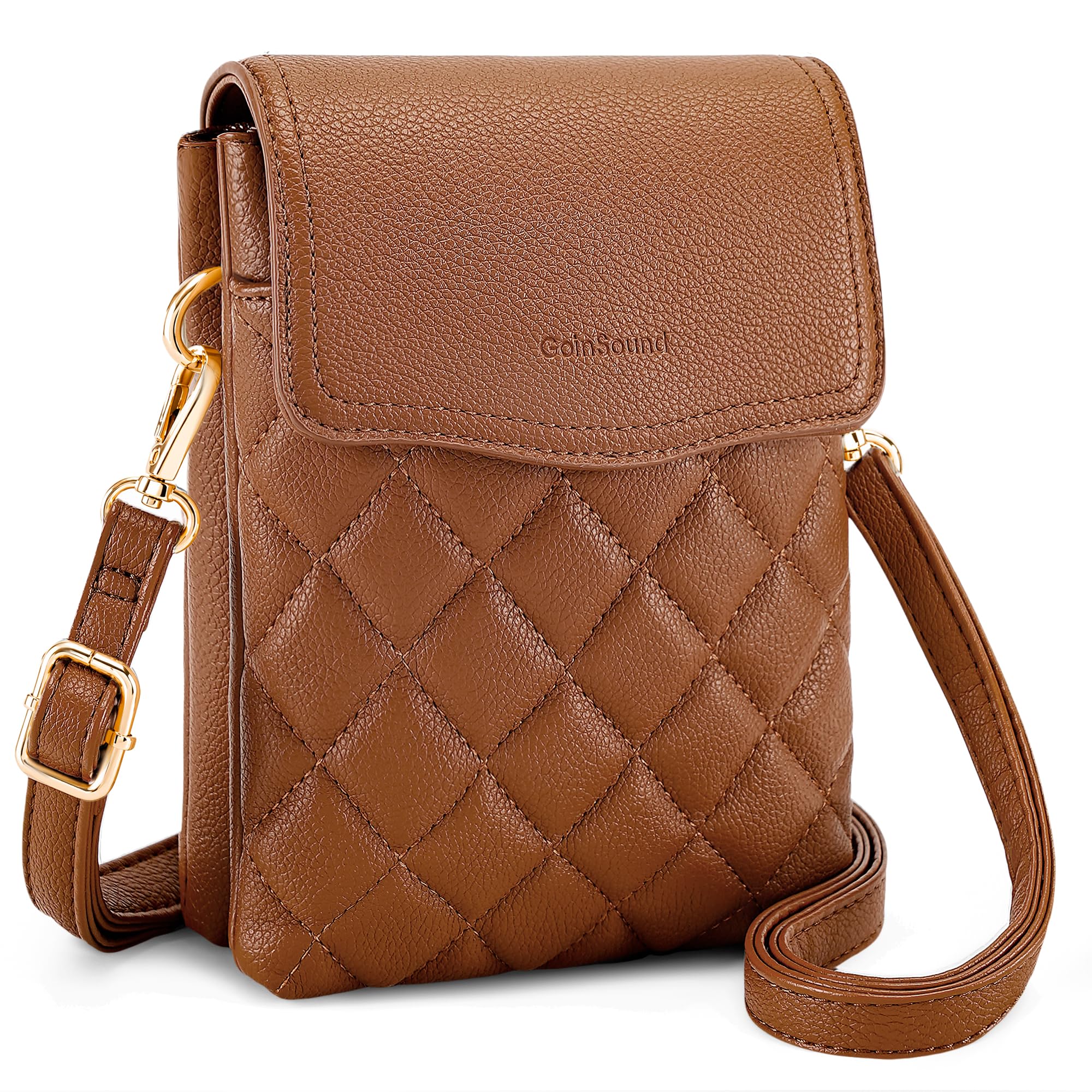 Goinsound RFID Small Crossbody Bags for Women Cell Phone Purse for Travel | Quilted,RFID Blocking,3 Credit Card Slots,Soft Leather,3 Compartments,Magnetic Closure,Thick Strap