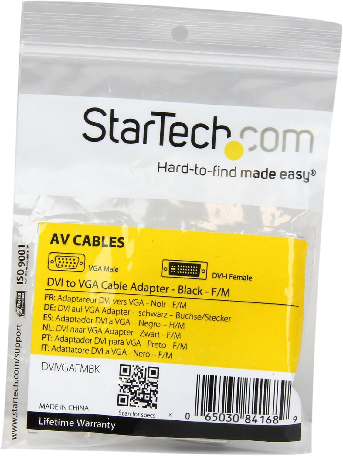 STARTECH.COM DVI to VGA Cable Adapter - Black - F/M