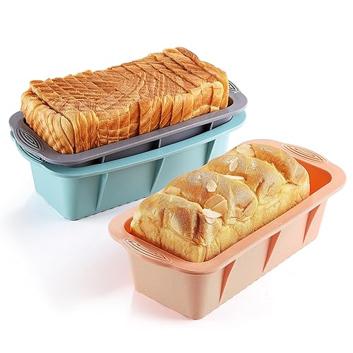 3PCS Silicone Bread Loaf Pan, Non-Stick Bread Pans for Baking,