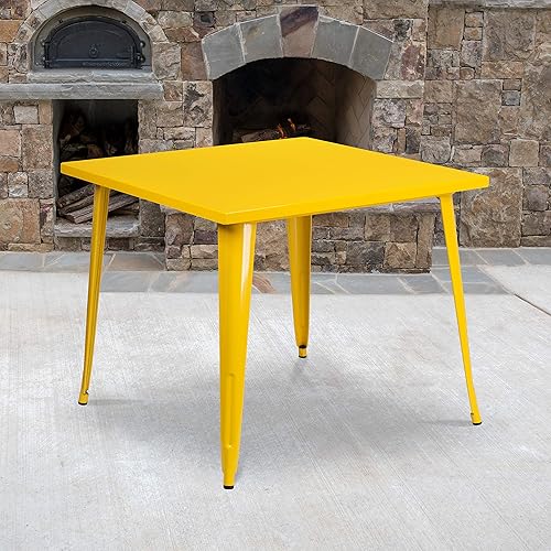 Miniatura 5 de Flash Furniture Parker - Mesa cuadrada de metal negro para interiores y exteriores de 35.5 pulgadas de grado comercial