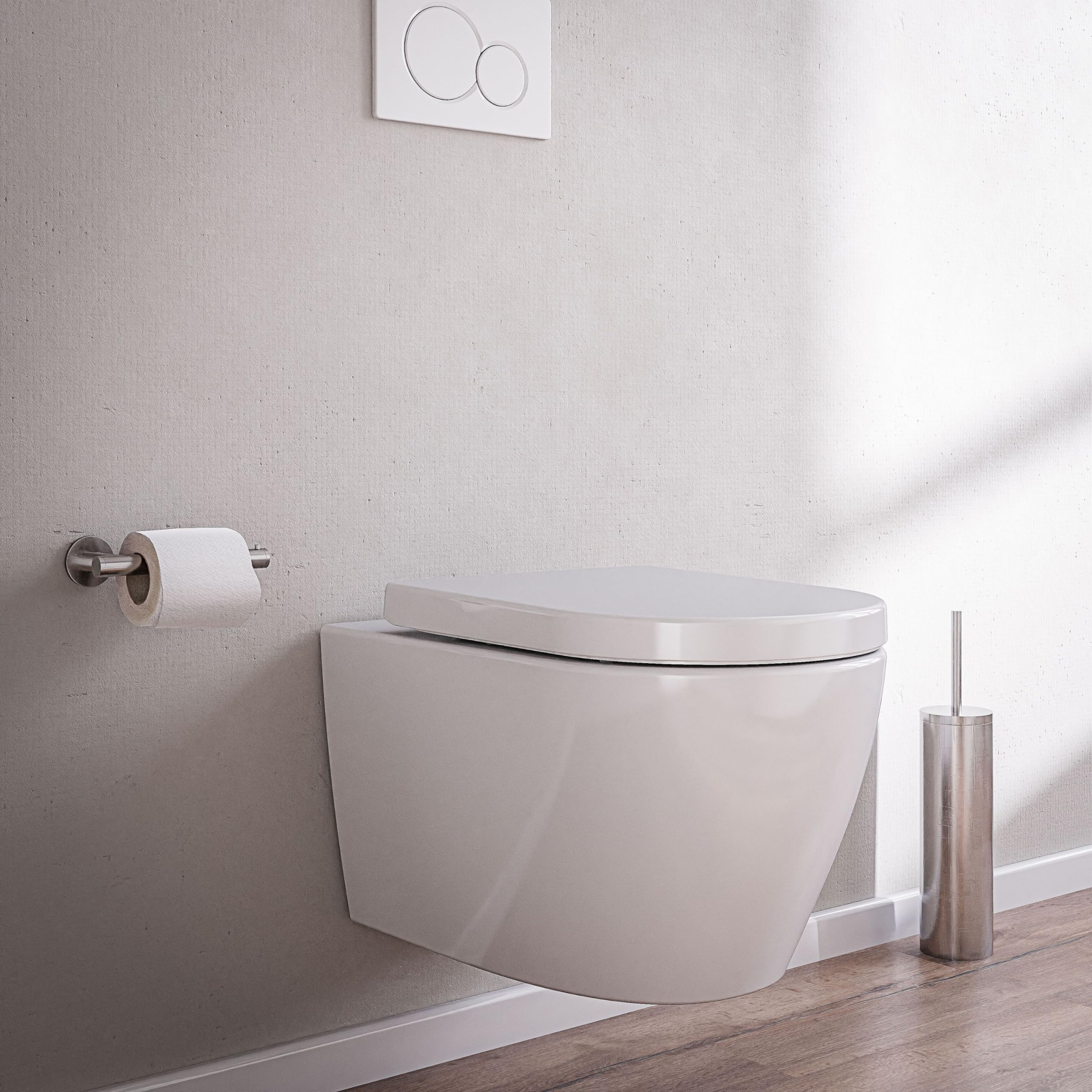 BERNSTEIN Design Wand-WC Spülrandlos Set - Hängetoilette Mit Abnehmbarem Deckel, Sitz Mit Absenkautomatik, Tiefspül-WC D-Form, Softclose-Sitz: Standard - B8030R