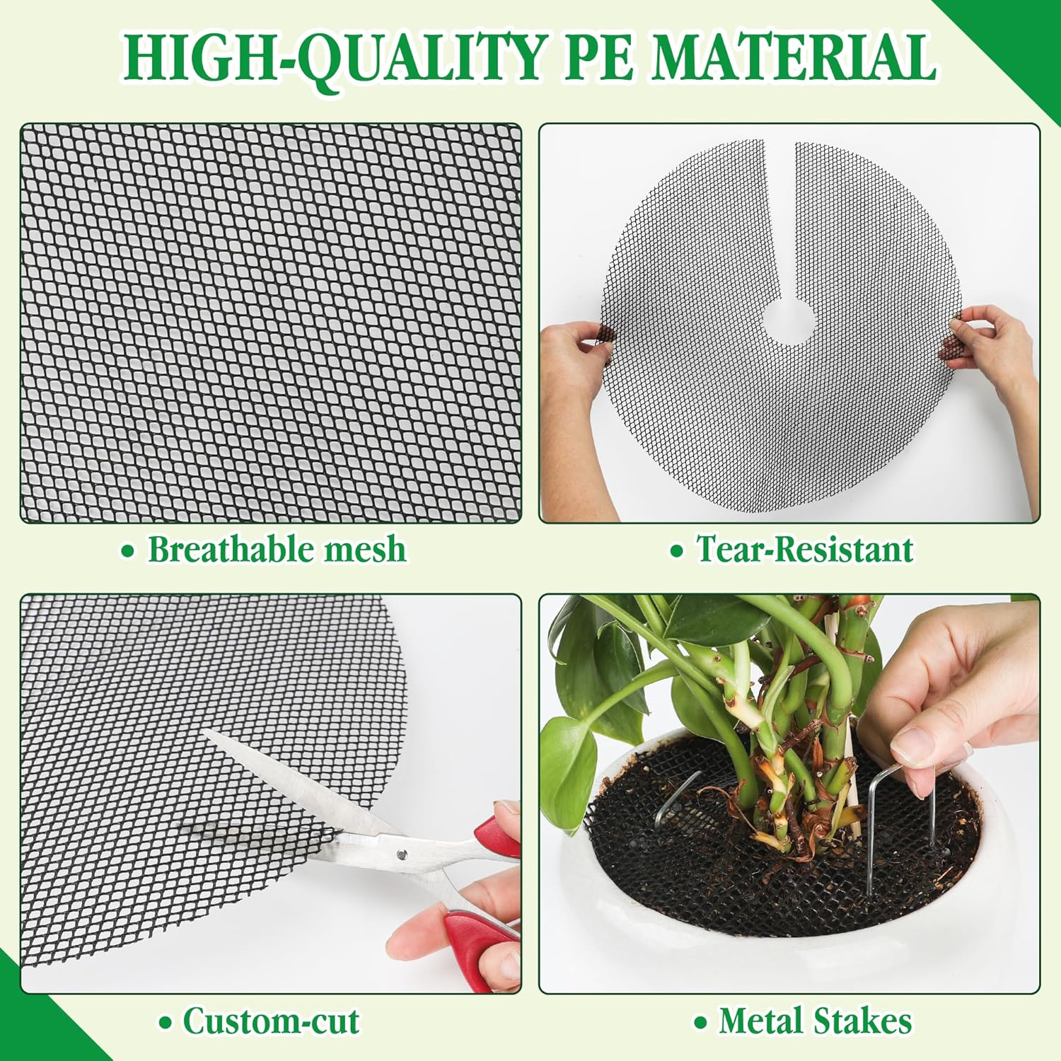 10pc 15.7" Plant Pot Grids Cuttable Plant Pot Soil Covers Protectors from Animals-Indoor Plant Pot Soil Guard for Outdoor Garden Plant Protection Breathable Mesh Prevents Digging