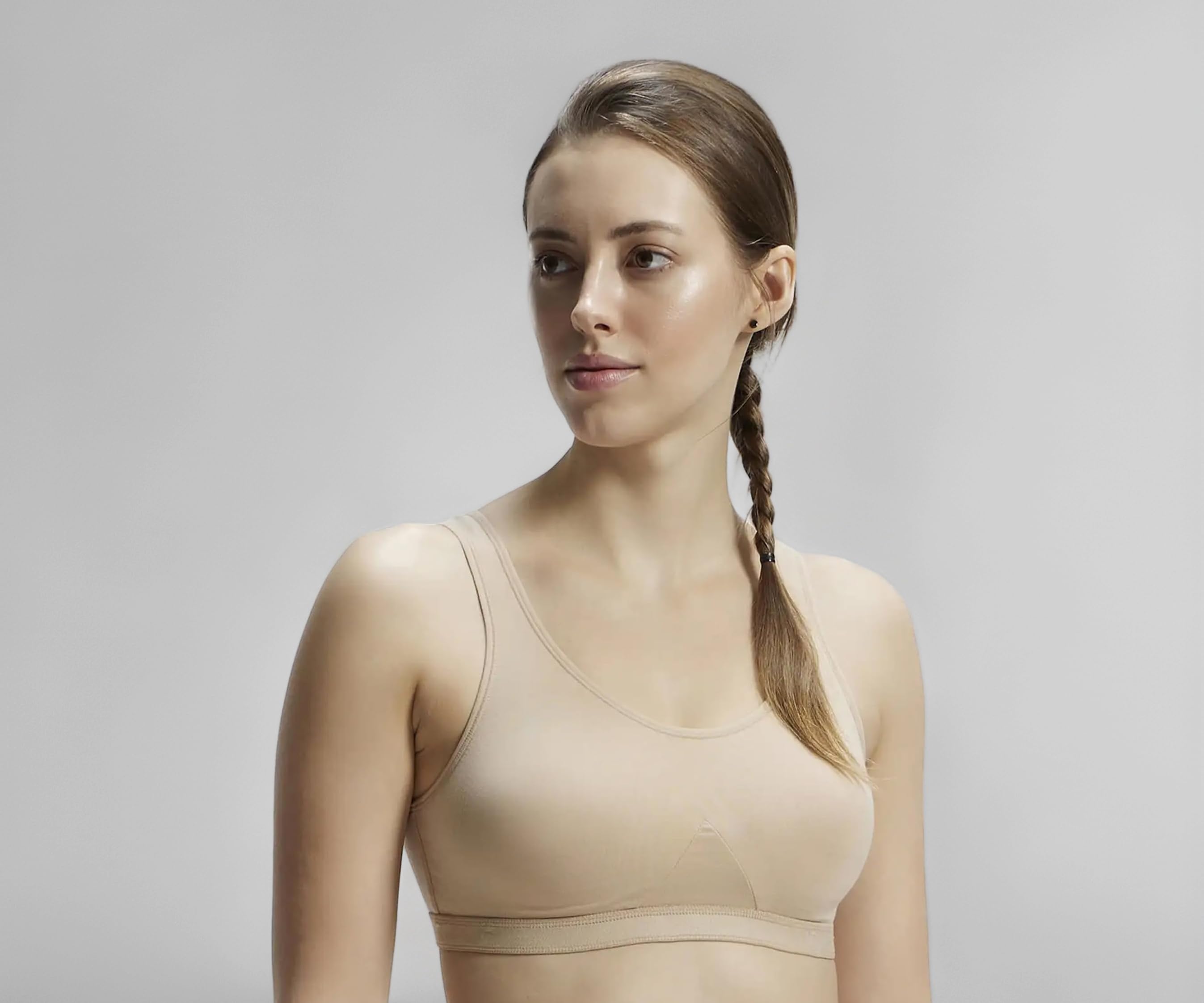 1376 Women Super Combed Cotton Elastane Active Bra | Wirefree | Non Padded | Full Coverage Slip-On with Wider Straps | Fabric