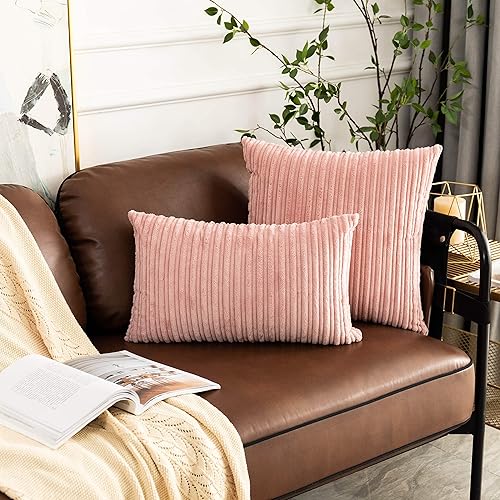 Miniatura 2 de UGASA - Fundas para almohada de franela de terciopelo supersuaves, a rayas