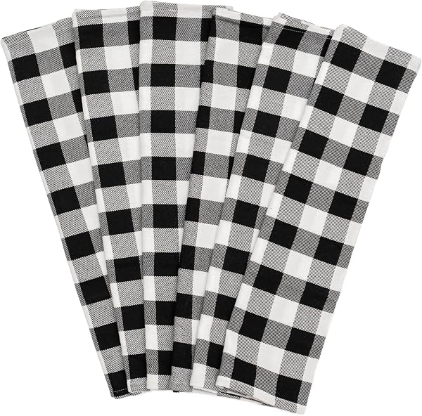 Buffalo plaid kitchen towels, set of 6