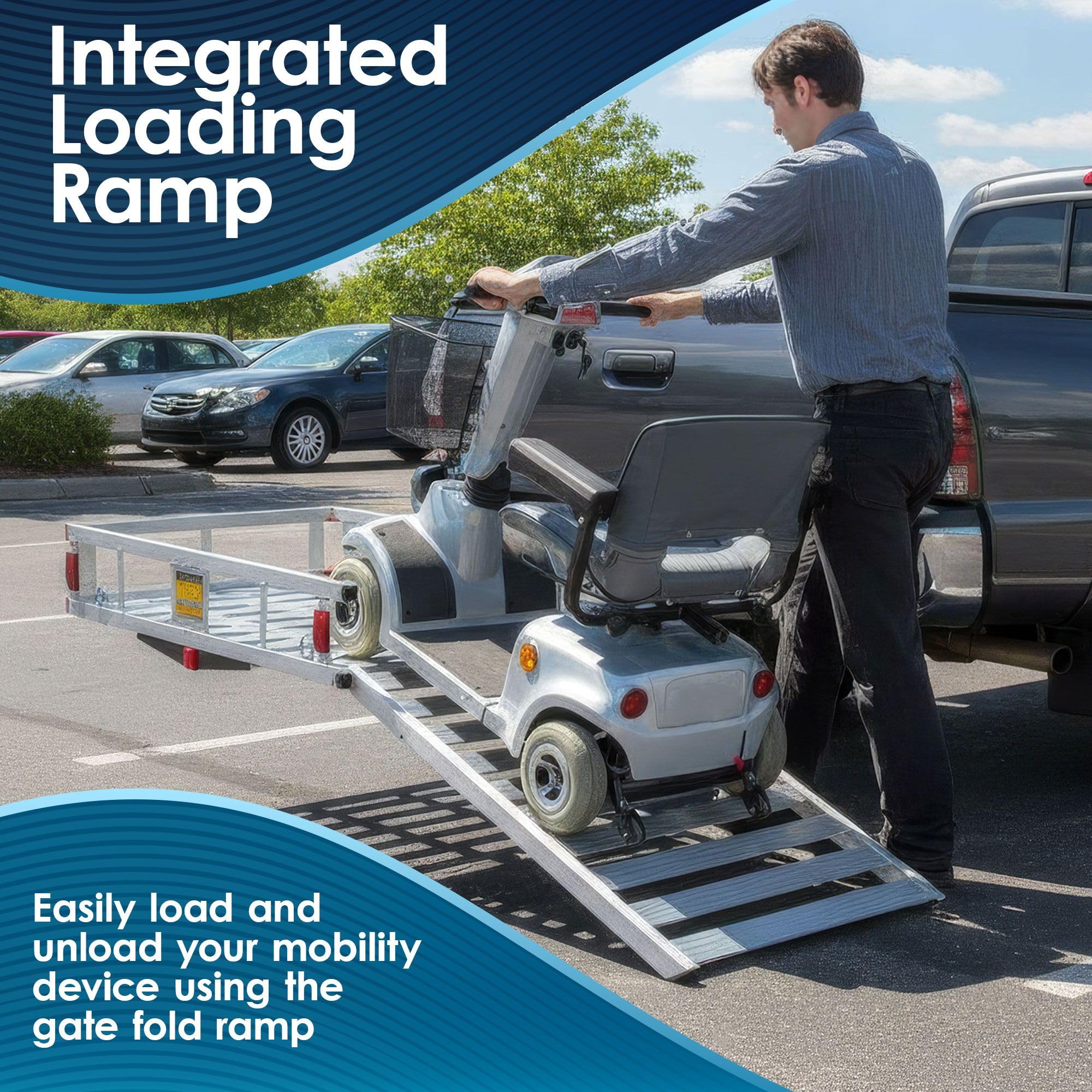 Wheelchair Scooter Carrier wRamp Car Truck SUV 500 lb Cap Silver Spring product thumbnail 5