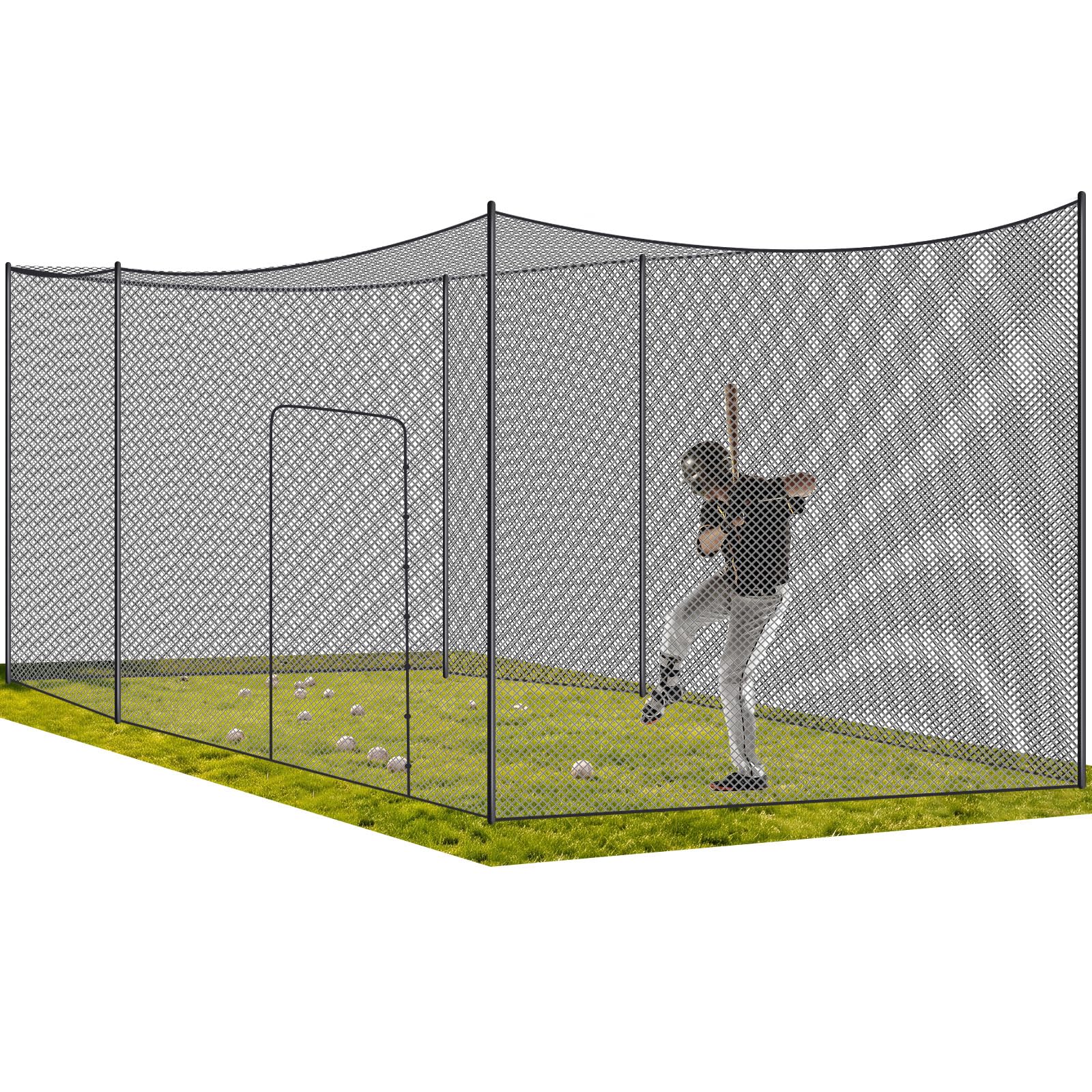 Syhood Baseball-Schlagkäfignetz, strapazierfähig, Cricket-Softball-Schlagübungsnetz, tragbarer Pitching-Käfig, Training, Sport, Barriere-Netz, Bildschirm für Hinterhof, Outdoor (Rahmen Nicht im