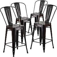 Vista 39 de Taburete de metal de interior y exterior de Flash Furniture, Metal, Plateado