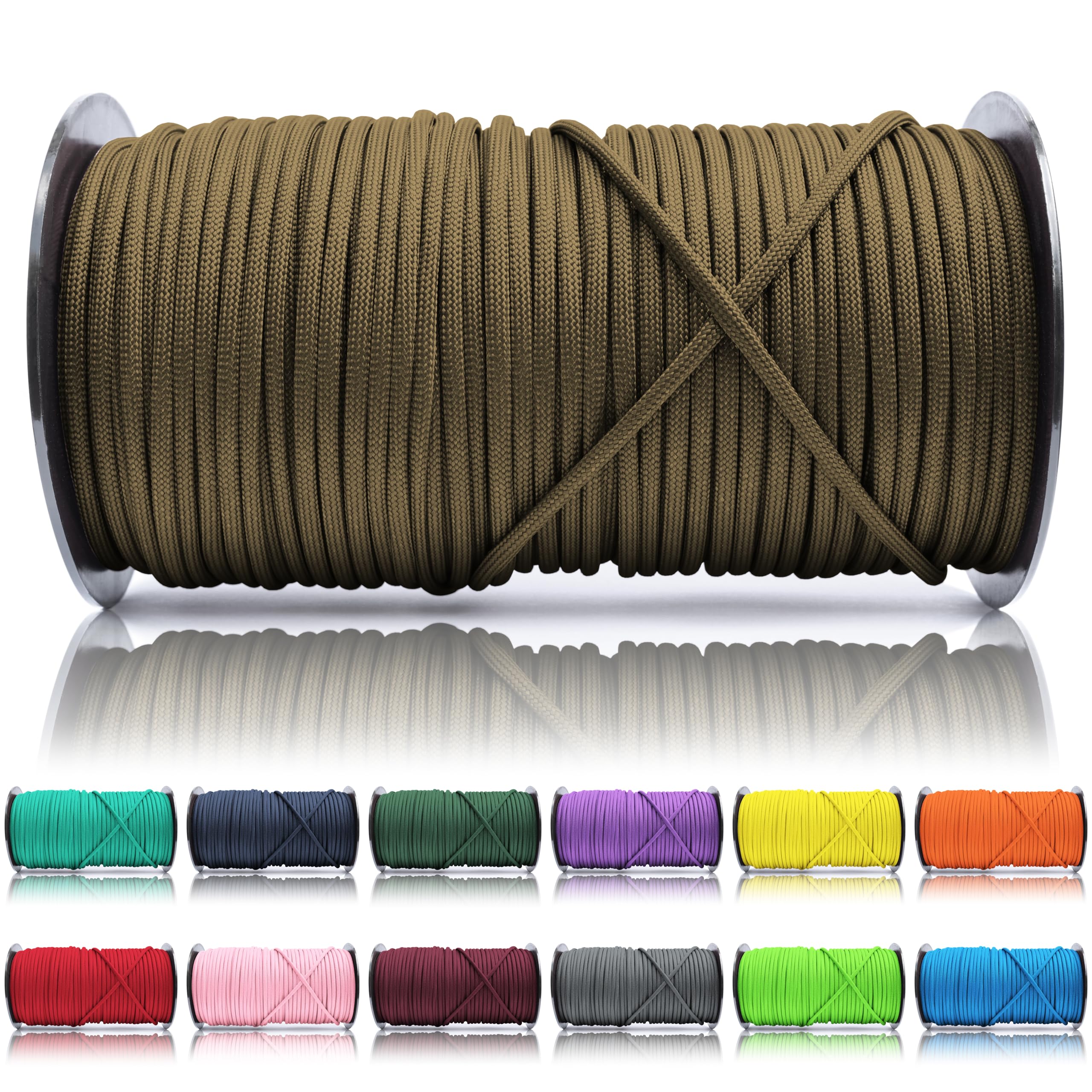 Ganzoo Paracord 550 Tipo 3, Cuerda 4 mm 100 m con 7 hebras Interiores, Funda poliéster/Nylon, para Outdoor Camping Supervivencia, rutas de Trekking, asegurar Tienda, Collar y Correa Perro, Oliva — view 57