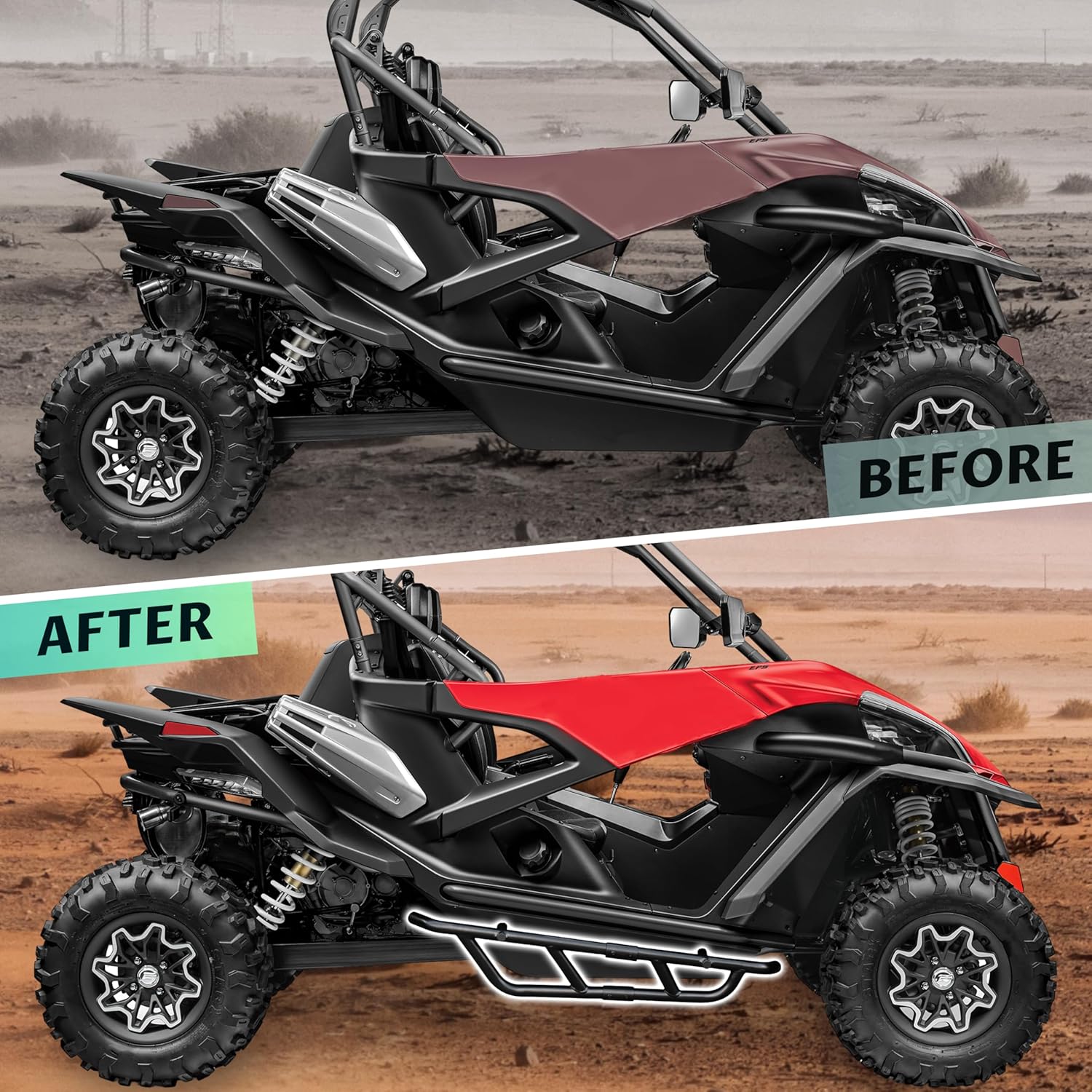 SAUTVS Nerf Bars Rock Sliders Side Bumper for CFMOTO ZForce 950 HO EX Sport 2020-2024 Accessories, Combined Heavy Duty Steel Tree Kickers Side Steps Low Profile Protector, Replace 5BY#-801300-1000