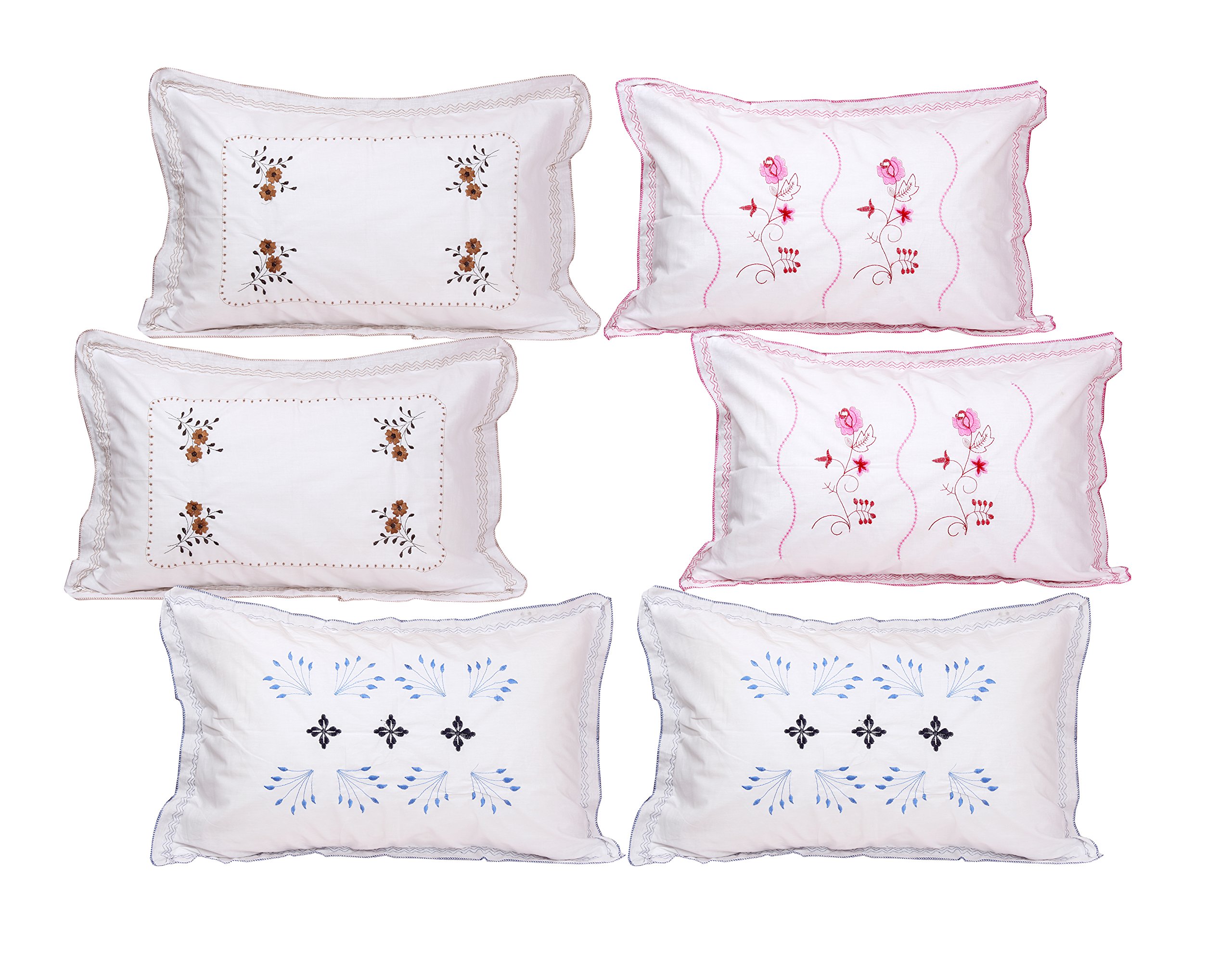 Rj Products™ Cotton Embroided White Luxury Pillow Covers Set of 6 (Now with Improved Stitching Standard )-image-42