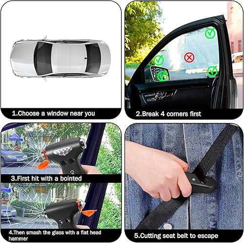 Miniatura 5 de Martillo de seguridad lindo y multifuncional herramienta de escape de coche con cortador de cinturón de seguridad y rompevanas, martillo de escape