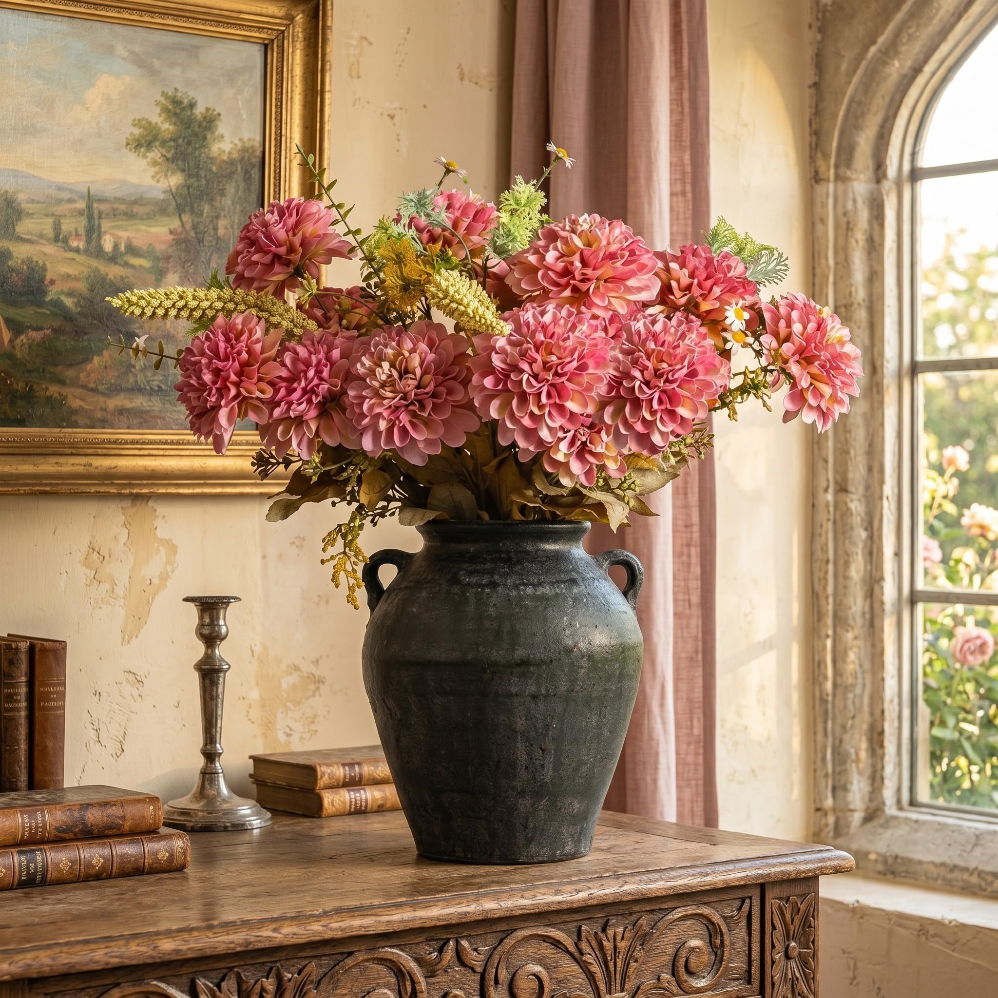 Grand vase en céramique Mimorou 28cm | Poterie noire vintage salon
