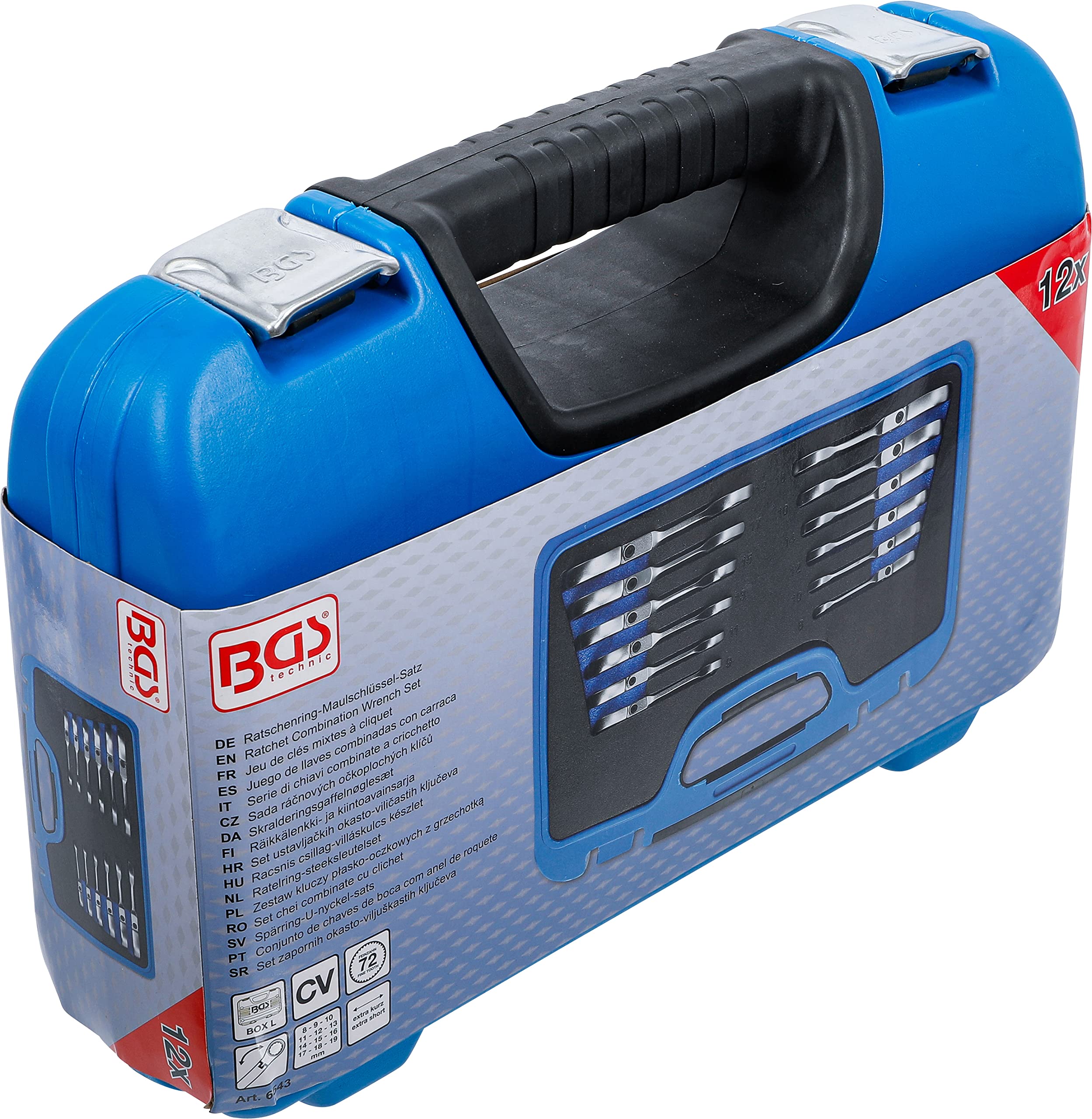 BGS 6543 | Serie di chiavi combinate a cricchetto | corta | regolabile | 8-19 mm | 12 pz.