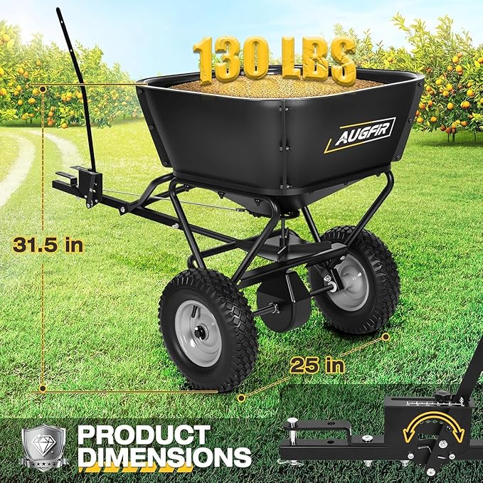 Esparcidor de arrastre 130 lb con control de flujo ajustable 12 pies ancho miniatura 2