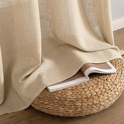 Miniatura 6 de MIULEE Cortinas de lino beige tostado de 84 pulgadas de largo, 2 paneles para dormitorio, sala de estar, cortinas de ventana con textura de lino