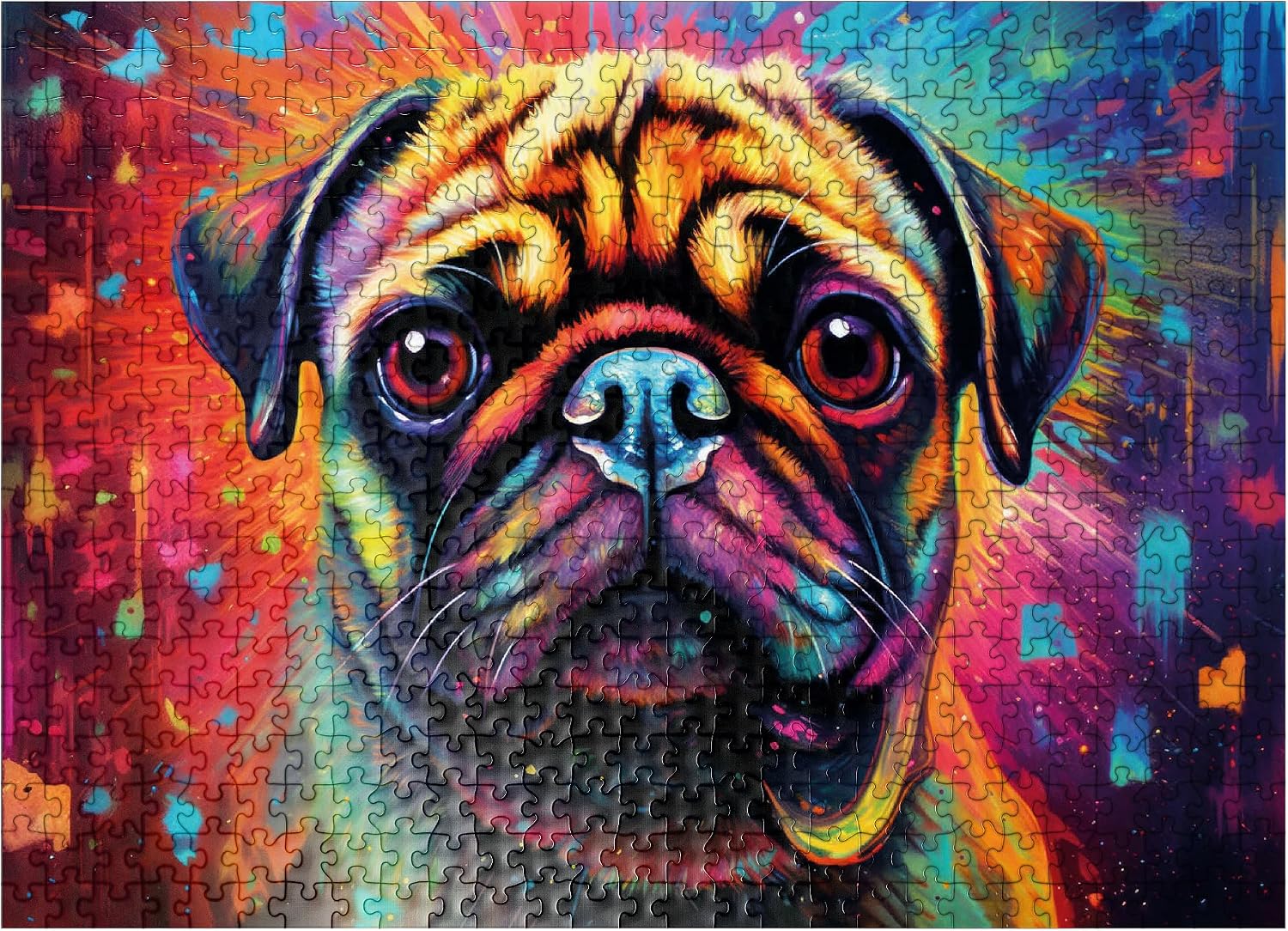 MyPuzzle Colorful Fantasy Pug - Premium 500 Piece Jigsaw Puzzle for Adults