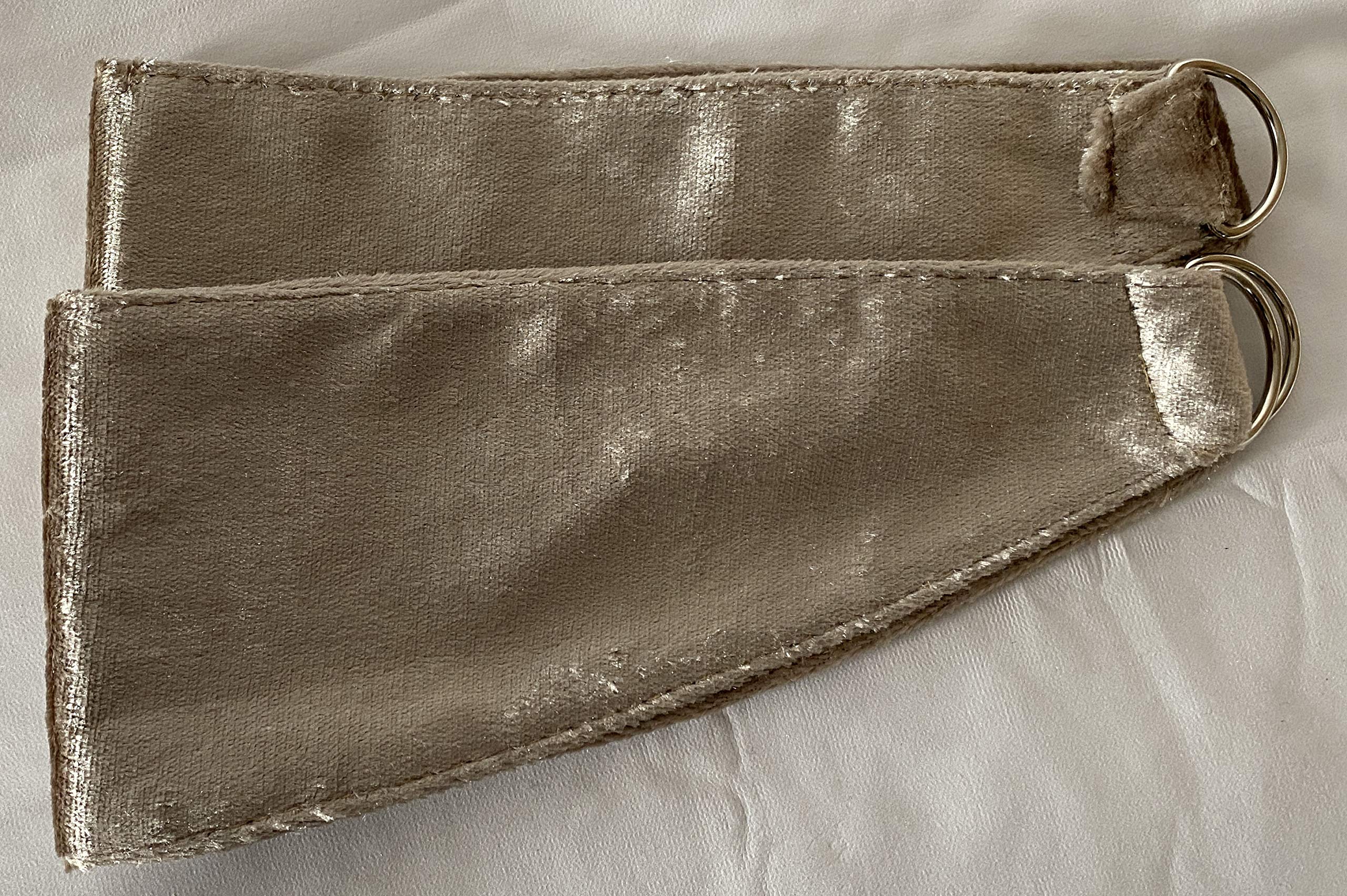 PAIR of Crushed velvet Curtains Holdbacks, tie backs BEIGE