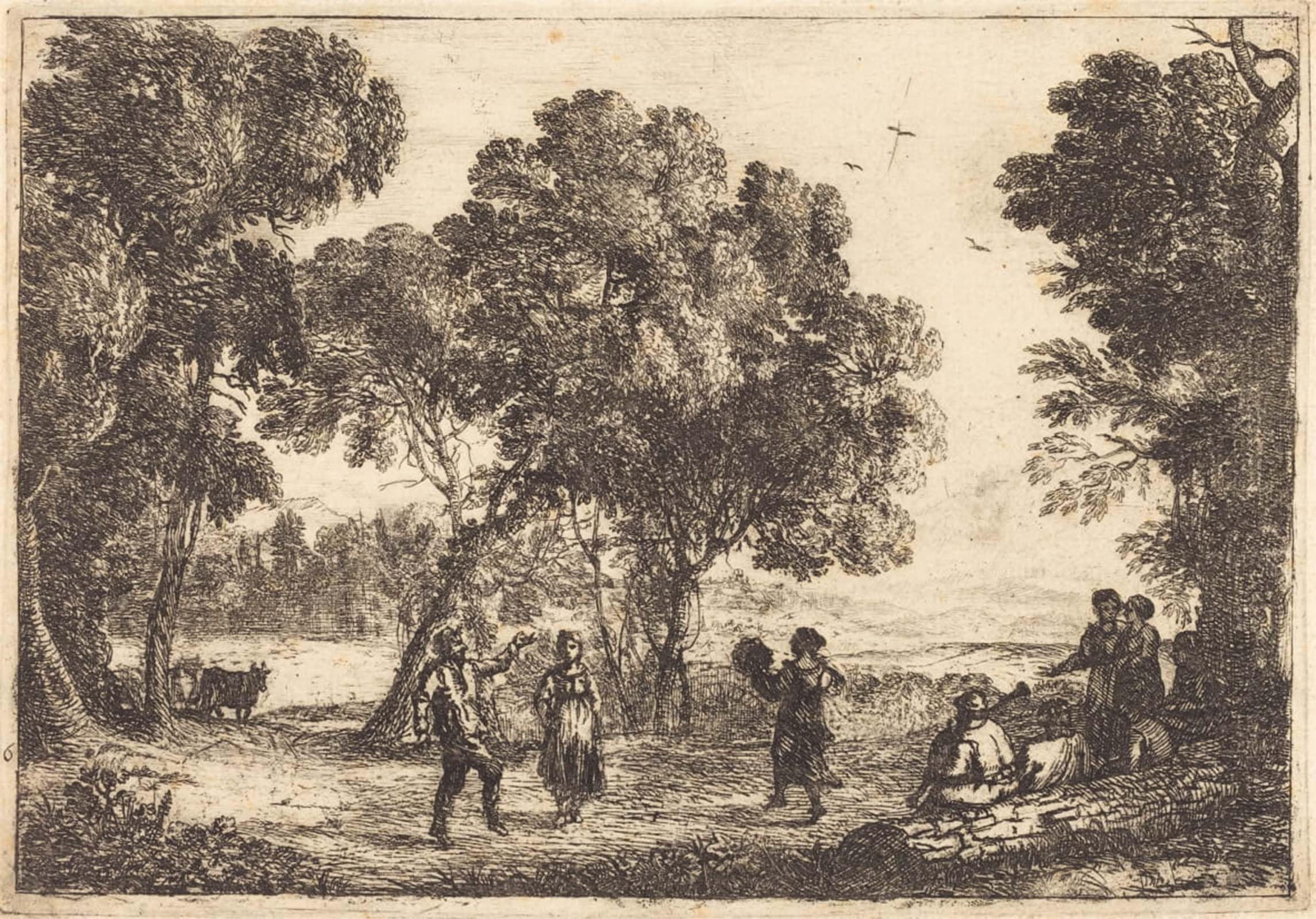 POSTERIIk Famous Modern Artwork Art Mural Dance Under the Trees by Claude Lorrain Oil Paintings Pictures for Home Decor 60x90cm