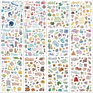 Planner Stickers - Calendar Stickers for Celebration and Decoration, Monthly Planner Sticker and Accessories, 12 Monthly Festival Theme for Festival Events(14 Sheets, 1500+ Sticker Per Pack)