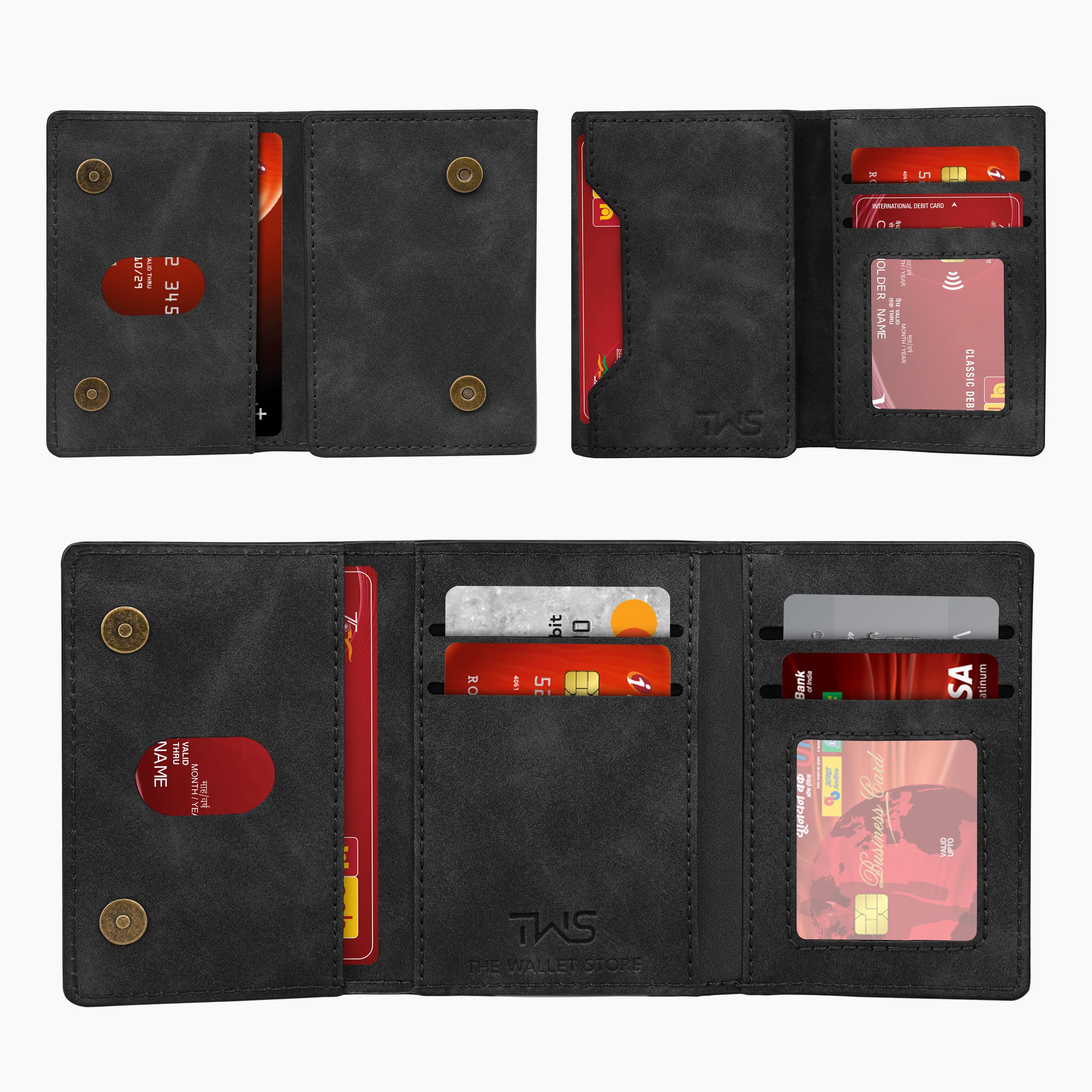 The Wallet Store Magna Suede Vegan Leather Cardholder (Black)