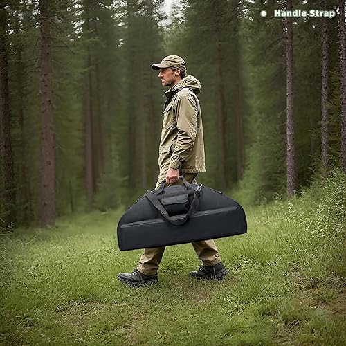 Vista 13 de Silfrae Estuche de arco compuesto Estuche acolchado de lazo suave Bolsa de transporte de lazo ligero con bolsillo de flecha