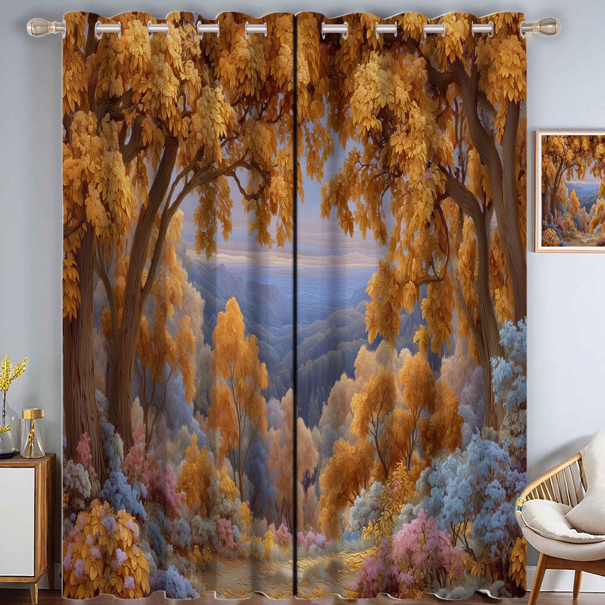 Rideau isolant thermique paysages d'automne pour salon chambre