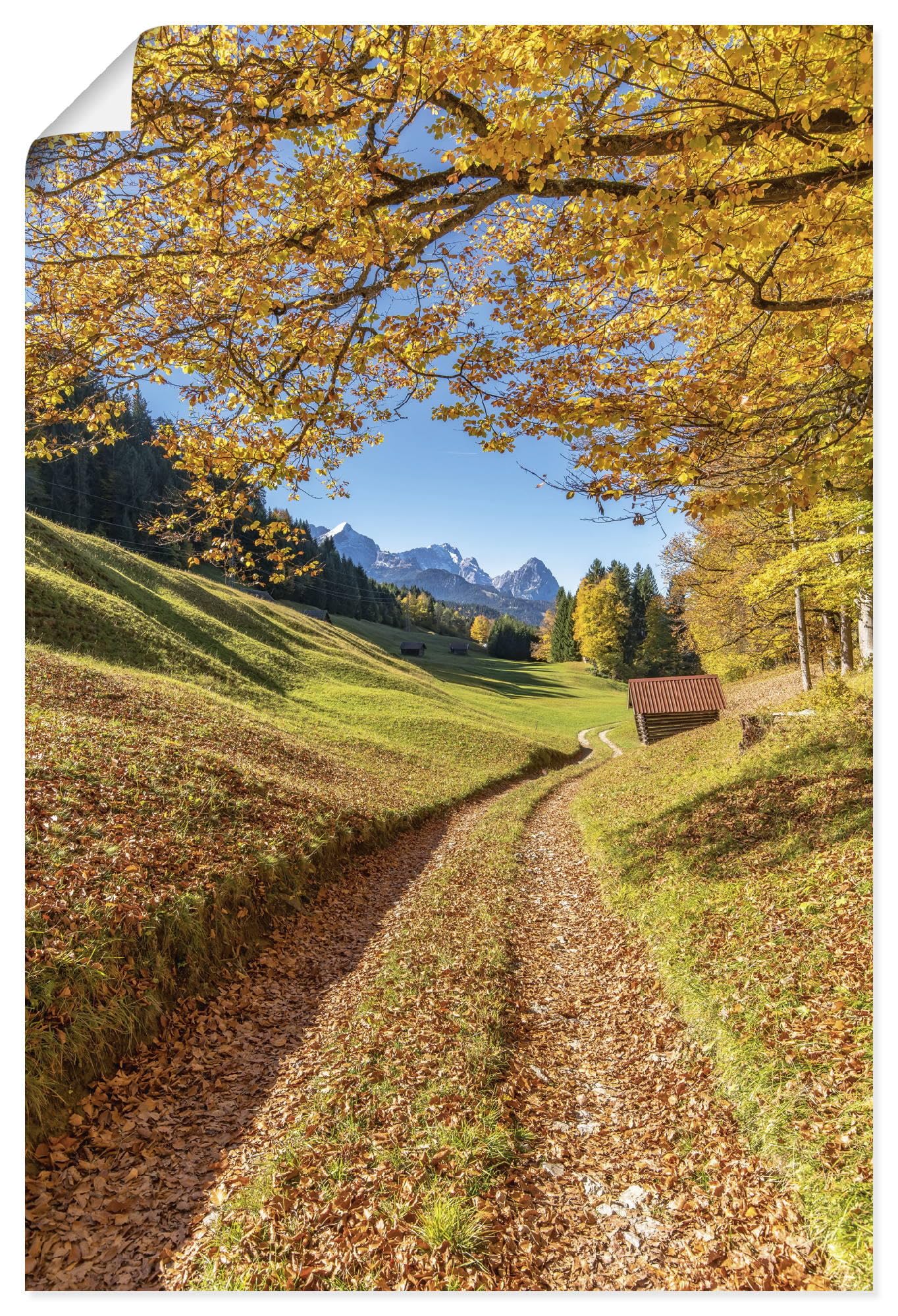 ARTLAND Wanddeko Poster & Kunstdrucke Wandposter 80x120 cm Hochformat Landschaftsbilder Bayern Berge Alpen Herbst Allgäu Natur Landhausstil U2FA