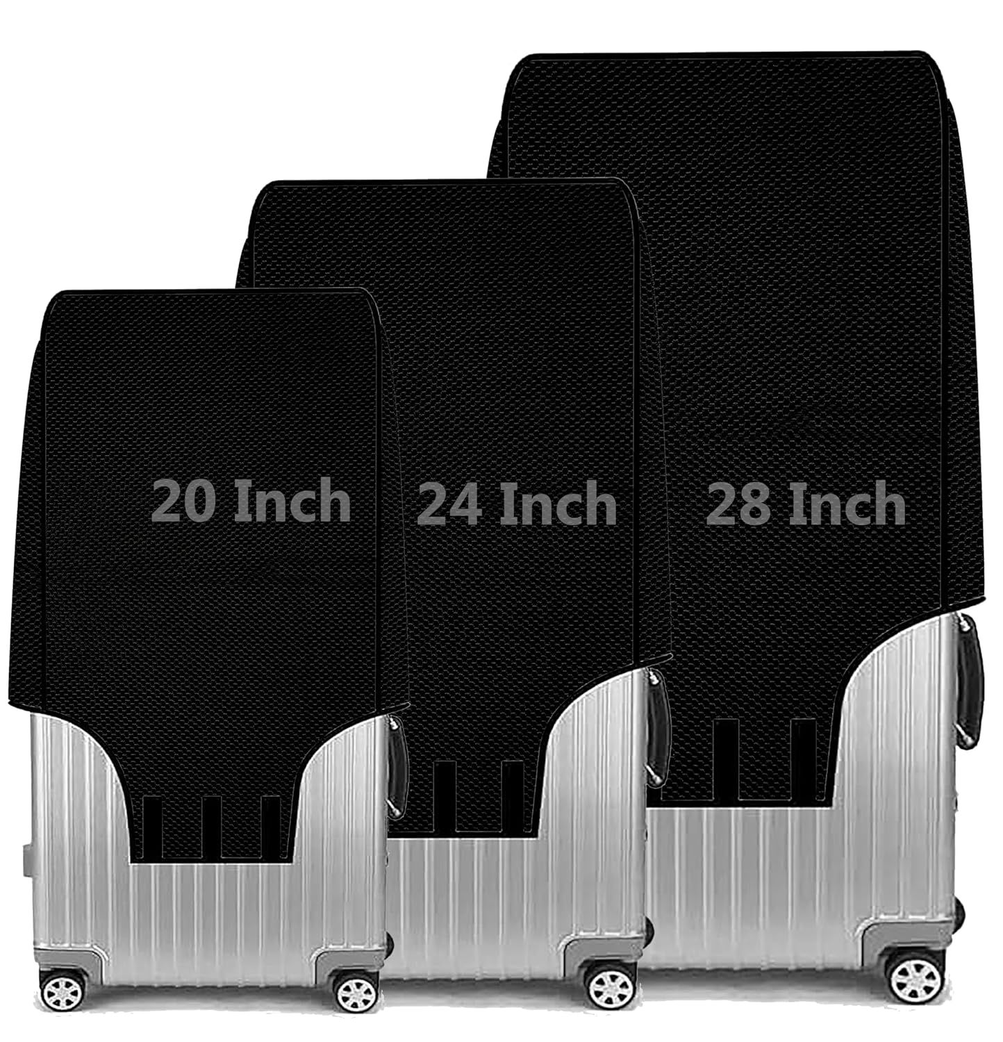 Set of 3 Trolley Bag Covers, Suitcase Cover Nylon Suitcase Cover with Zip, Dustproof Waterproof and Anti-Scratch Trolley Cover for Travel Accessories, (Black, 20, 24, 28, Inch, Pack of 3) Set of 3 Trolley Bag Covers, Suitcase Cover Nylon Suitcase Cover with Zip, Dustproof Waterproof and Anti-Scratch Trolley Cover for Travel Accessories, (Black, 20, 24, 28, Inch, Pack of 3)