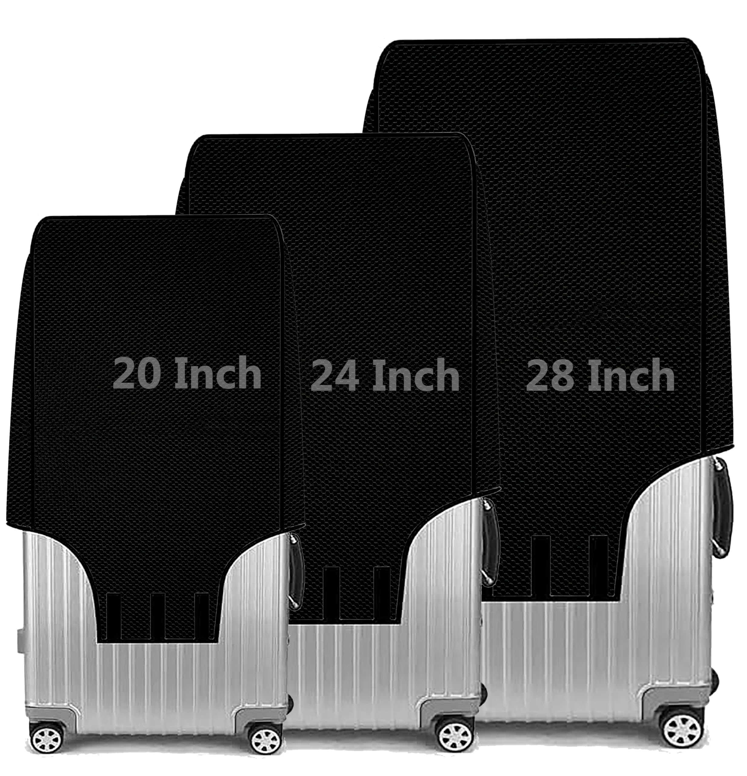 Suitcase Cover Set Of 3 Trolley Bag Cover/Suitcase Bag Cover/Nylon Trolley Cover/Waterproof Dustproof Luggage Cover/Zippered Travel Cabin Bag Cover Protectors (Black,20 inch,24 inch,28 inch Pack Of 3)-image-43