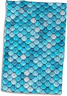 3dRose Sparkling Teal Luxury Metal Mermaid Scales Glitter Effect Art Print Towel, 15 x 22