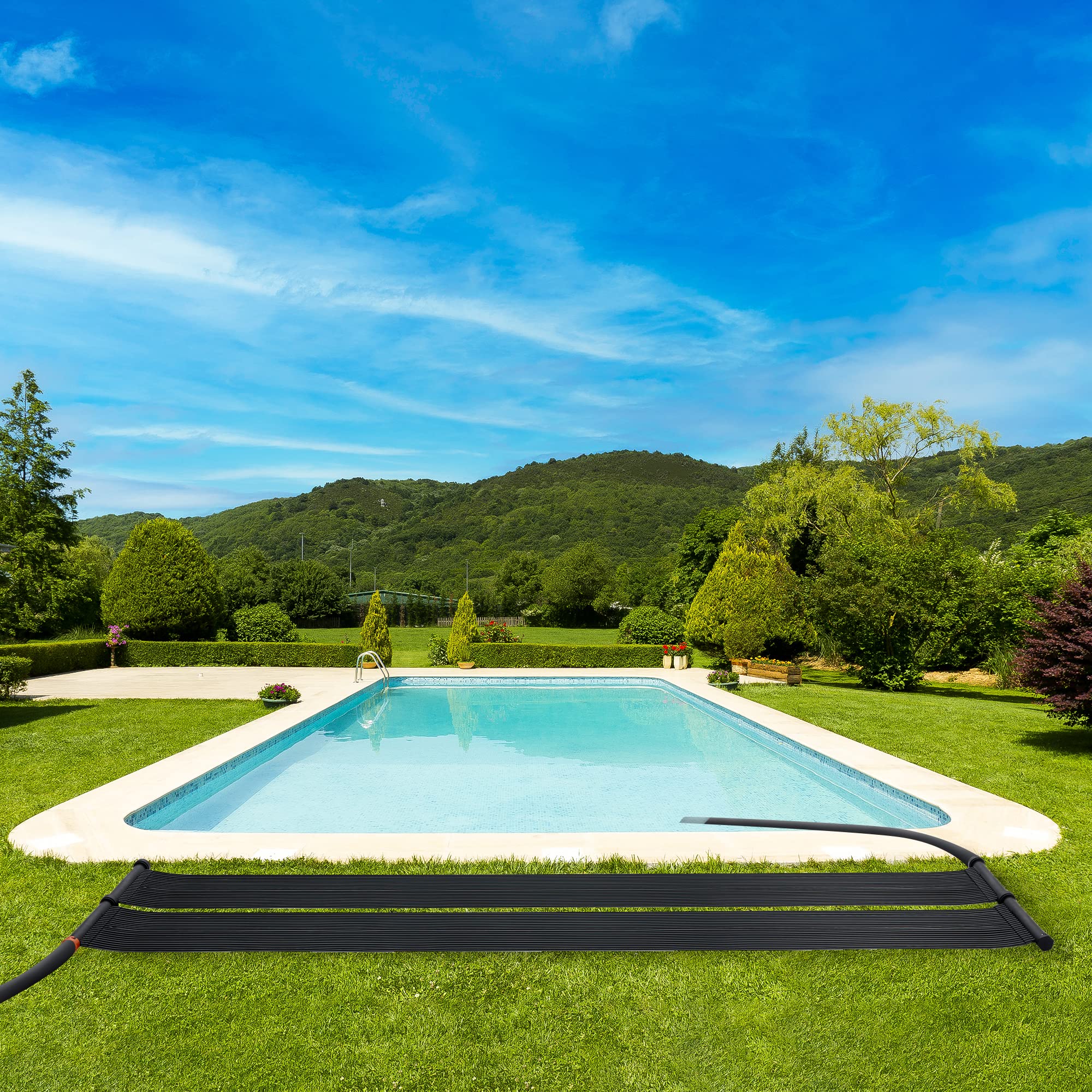 Arebos Calentador de Agua Solar | colector Solar | Calentador de Piscina | Colchoneta Solar | Absorbedor Solar | 300 x 66 cm | Plástico Resistente a los Rayos UV | Incl. Conjunto de derivación