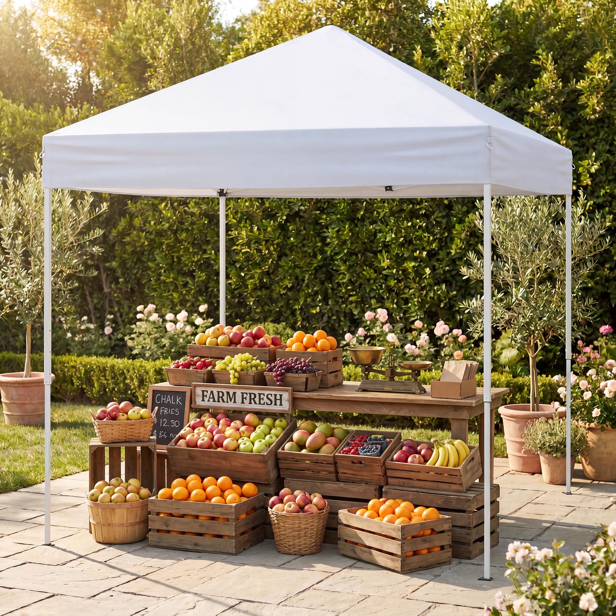 GOPLUS 2x2 M Carpa Plegable con Estructura Reforzada, 8 Estacas y 4 Cuerdas de Viento, Altura Ajustable, Toldo Portátil para Playa, Bolsa de Transporte (Blanco Grisáceo, 200x200x240 cm)
