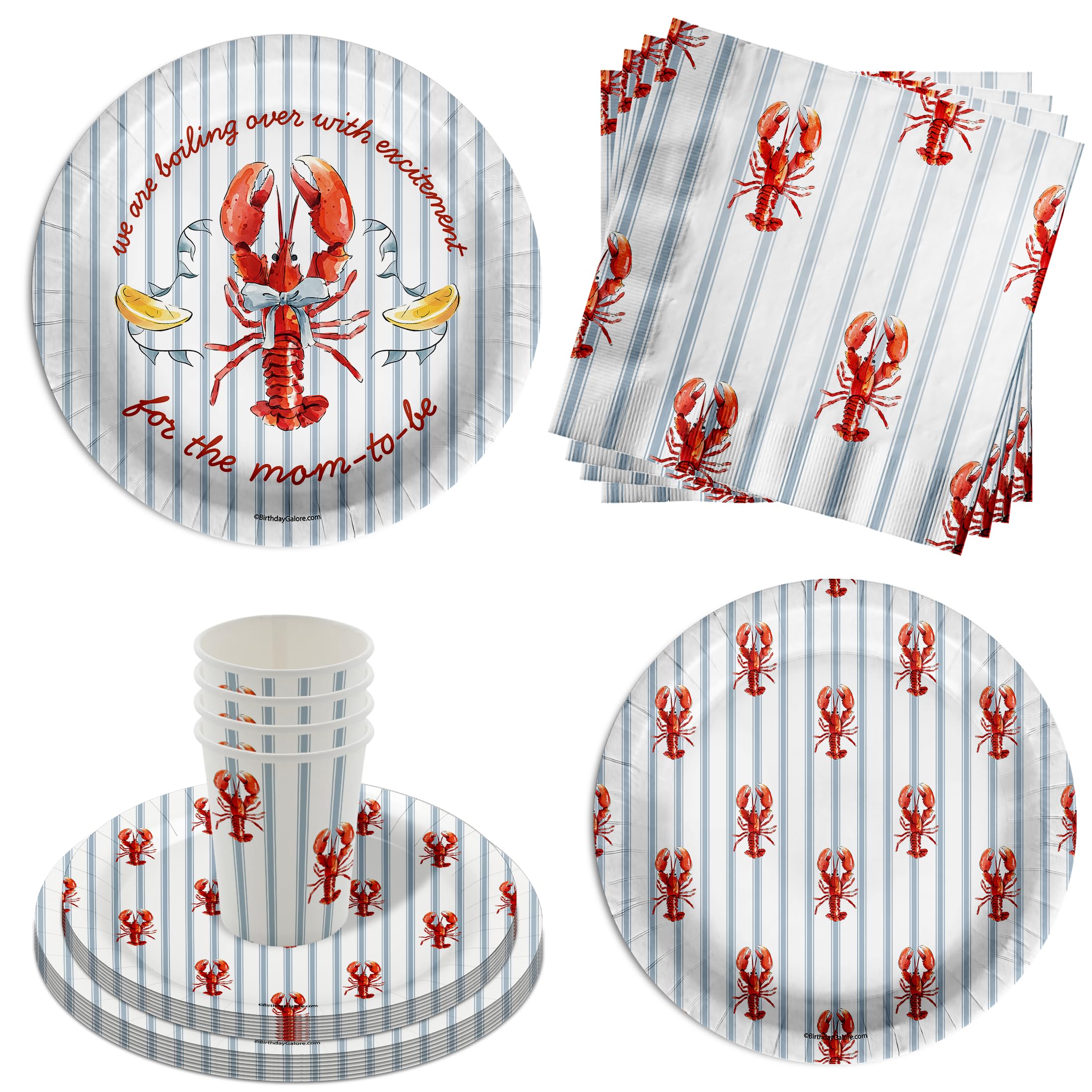 Kit de fête homard de 64 pièces avec motifs colorés pour table