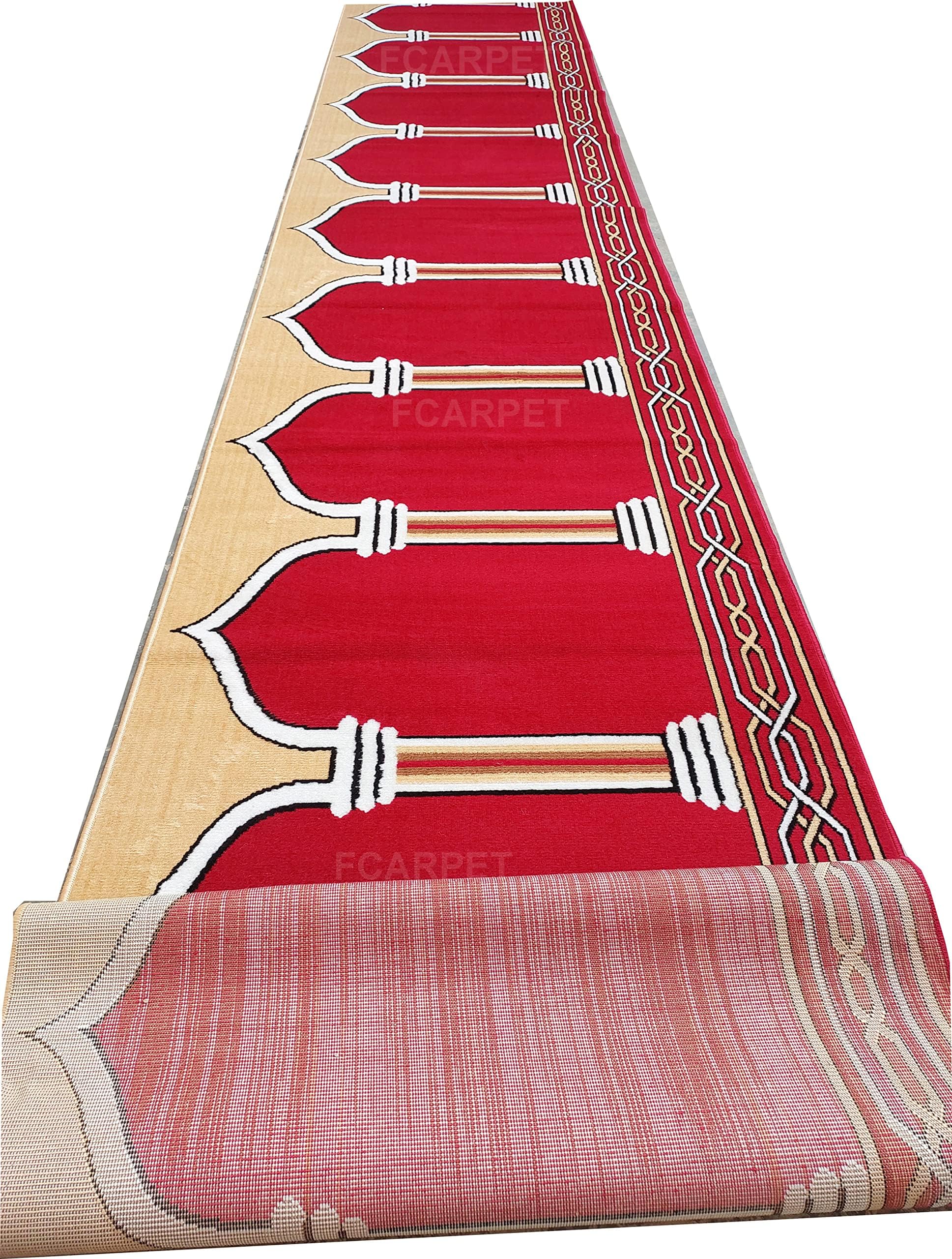 Washable Janamaz Carpet 0.5 inch Thickness (Red 4 x 16 FT)