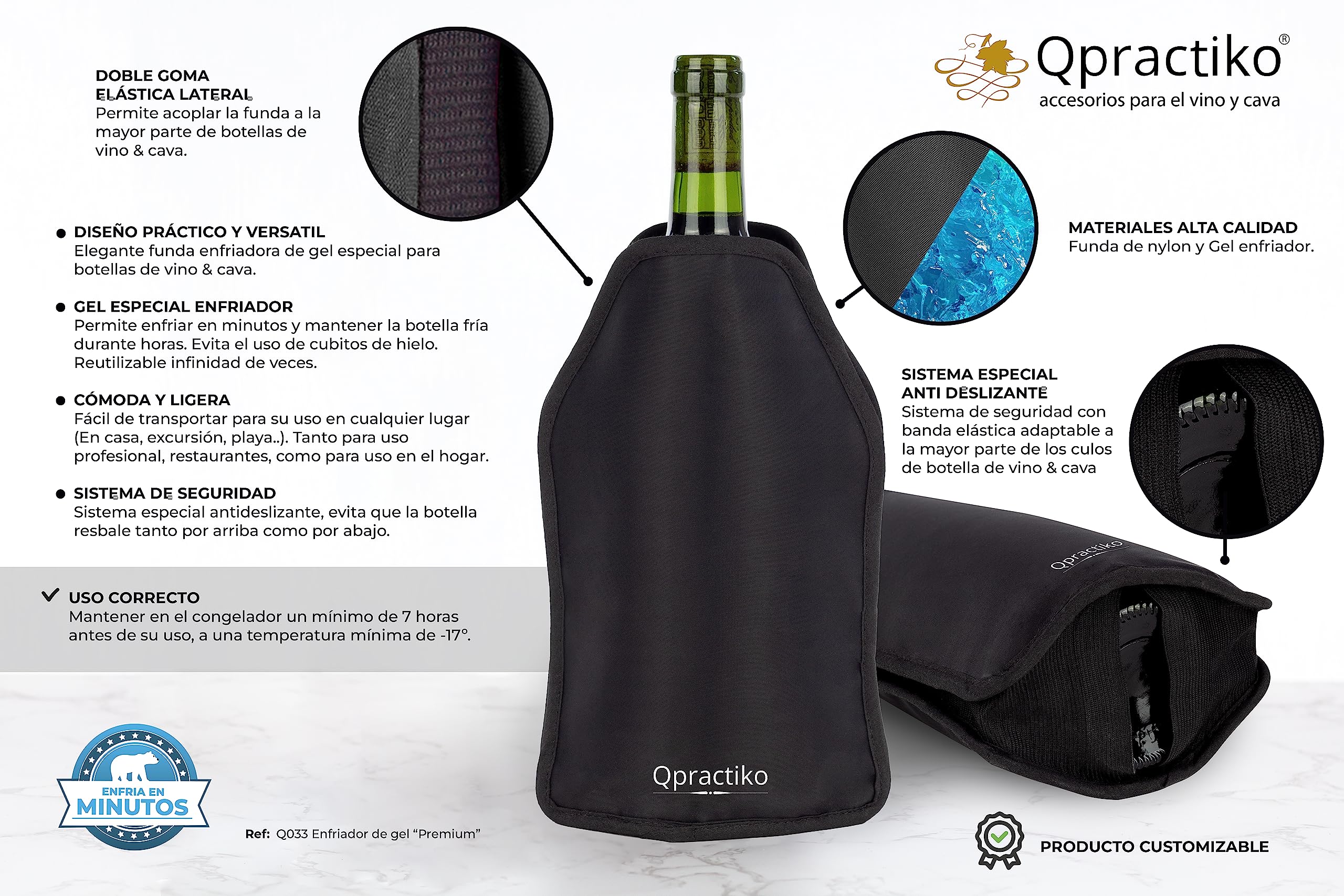 Raffreddatore Per Vino E Cava Invictus - Mantiene Freddo Per Ore, Design Elegante Nero - Foto 8