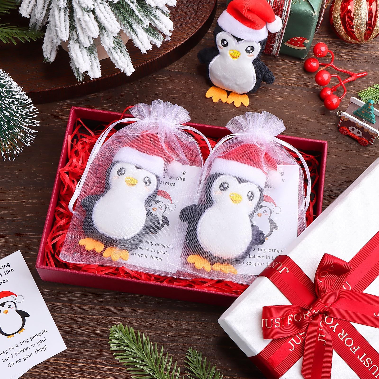12 Sets Christmas Mini Penguin Gifts Set Christmas Inspirational Gifts Emotional Positive Support Appreciation Penguin Animals Employee Appreciation Gift Cute Emotional Gift for Staff Worker - Image 4