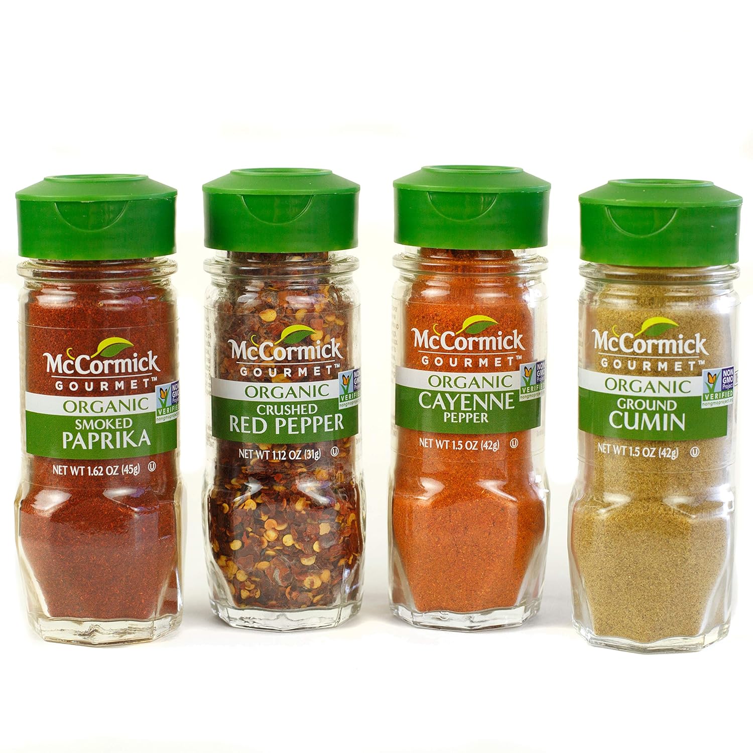 McCormick Gourmet Organic Red Peppers & Cumin Everyday Basics Variety Pack (Smoked Paprika, Crushed Red Pepper, Cayenne Pepper, Ground Cumin), 0.05 lb