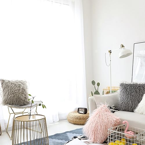 Miniatura 5 de Home Brilliant Juego de 2 fundas de almohada decorativas de piel sintética mongol de 20 x 20 pulgadas, color gris oscuro