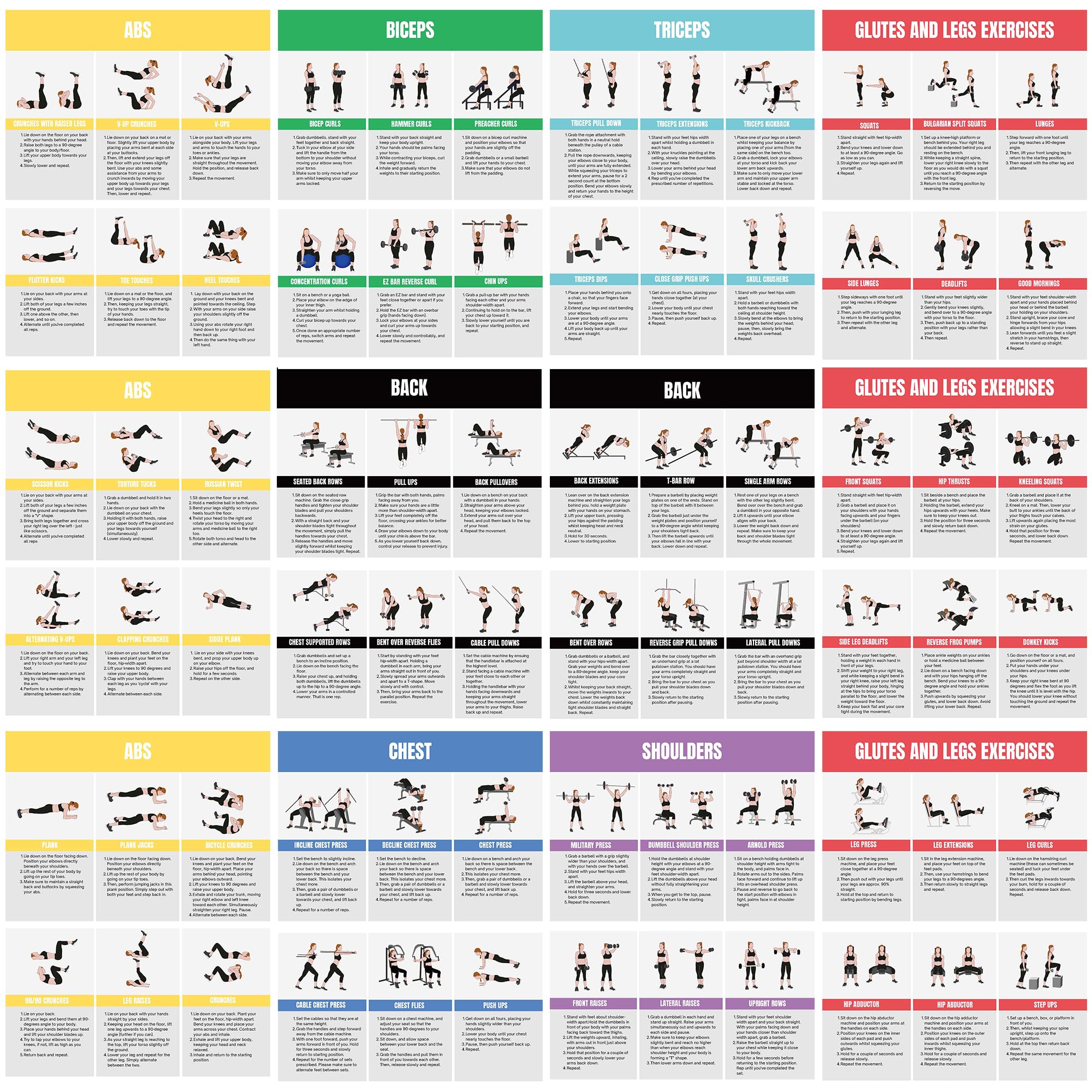 Complete Body Workout Exercise Guide Chart, Home Exercises with Step-by-Step Instructions-image-30