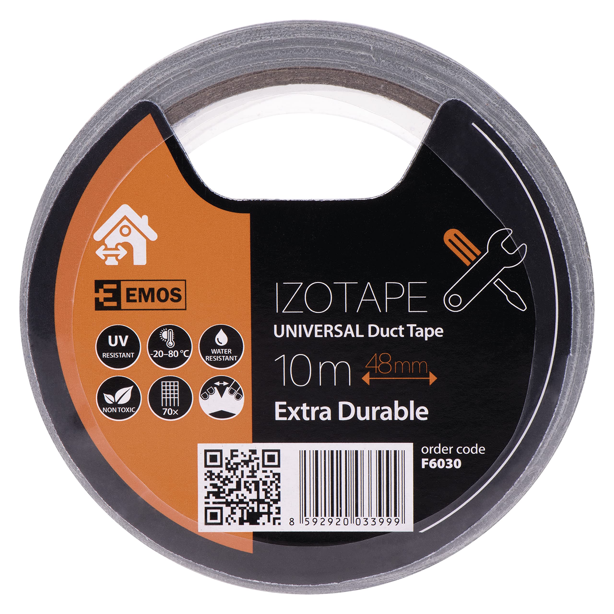 EMOS DUCT TAPE uniwersalna taśma klejąca, 10 sztuk, srebrno-szara, odporna na warunki atmosferyczne i działanie wody, wytrzymała taśma pancerna, wytrzymała taśma naprawcza do uszczelniania, wiązania