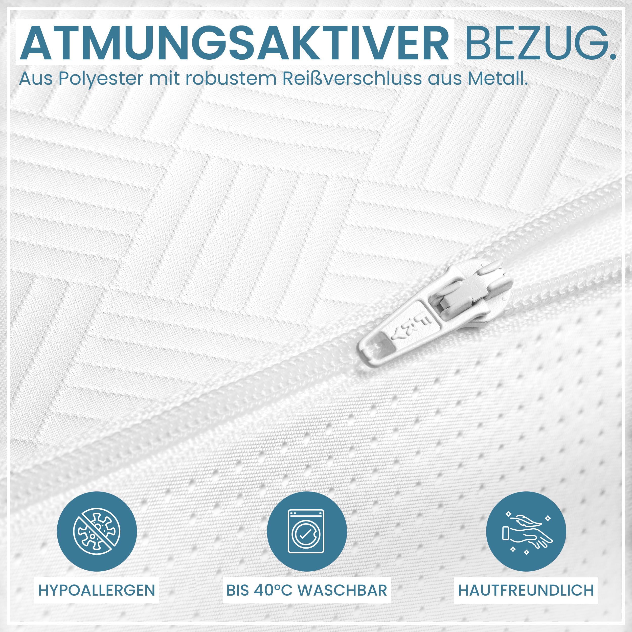 Hochwertiger Topper 100x200cm 5cm hoch - Matratzentopper mit weicher, kühlender Gel-Memoryschicht bis 100 kg - Ökotex 100 Zertifiziert - Bezug atmungsaktiv & waschbar