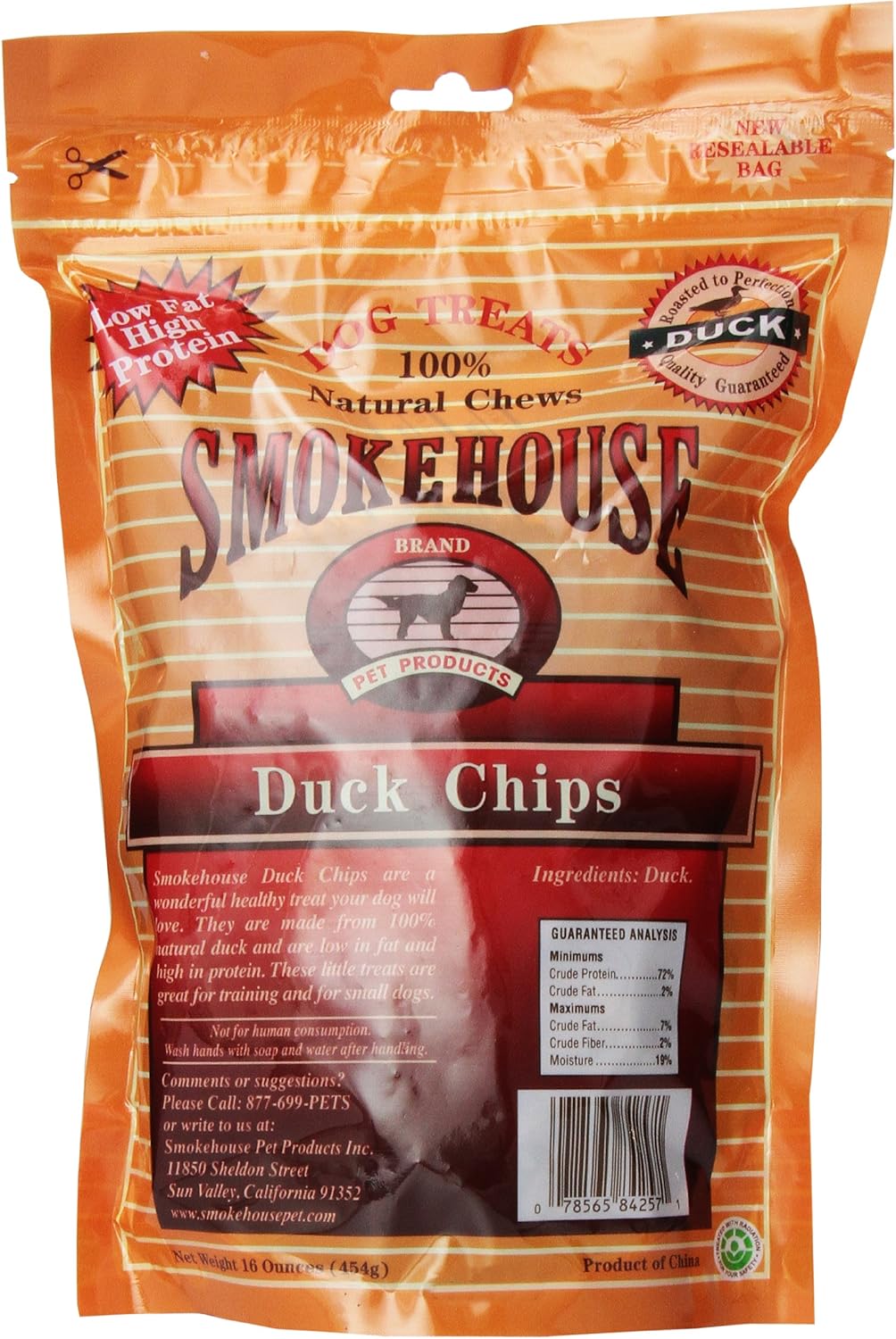 Smokehouse 100-Percent Natural Duck Chips Dog Treats, 16-Ounce