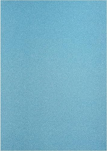 20 hojas de cartulina con purpurina azul cielo, papel brillante A4 de 92 libras para hacer tarjetas, invitaciones, manualidades de papel, decoración