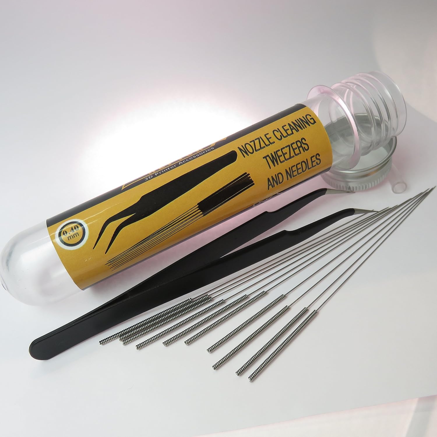 3D Printer Nozzle Cleaning Kit - 0.4mm Needles and Tweezers Toolkit - Stainless Steel Nozzle Cleaning Tool Kit - Alternative for 0.4mm Drill Bits for 3D Printer - Set of 11 : Industrial & Scientific