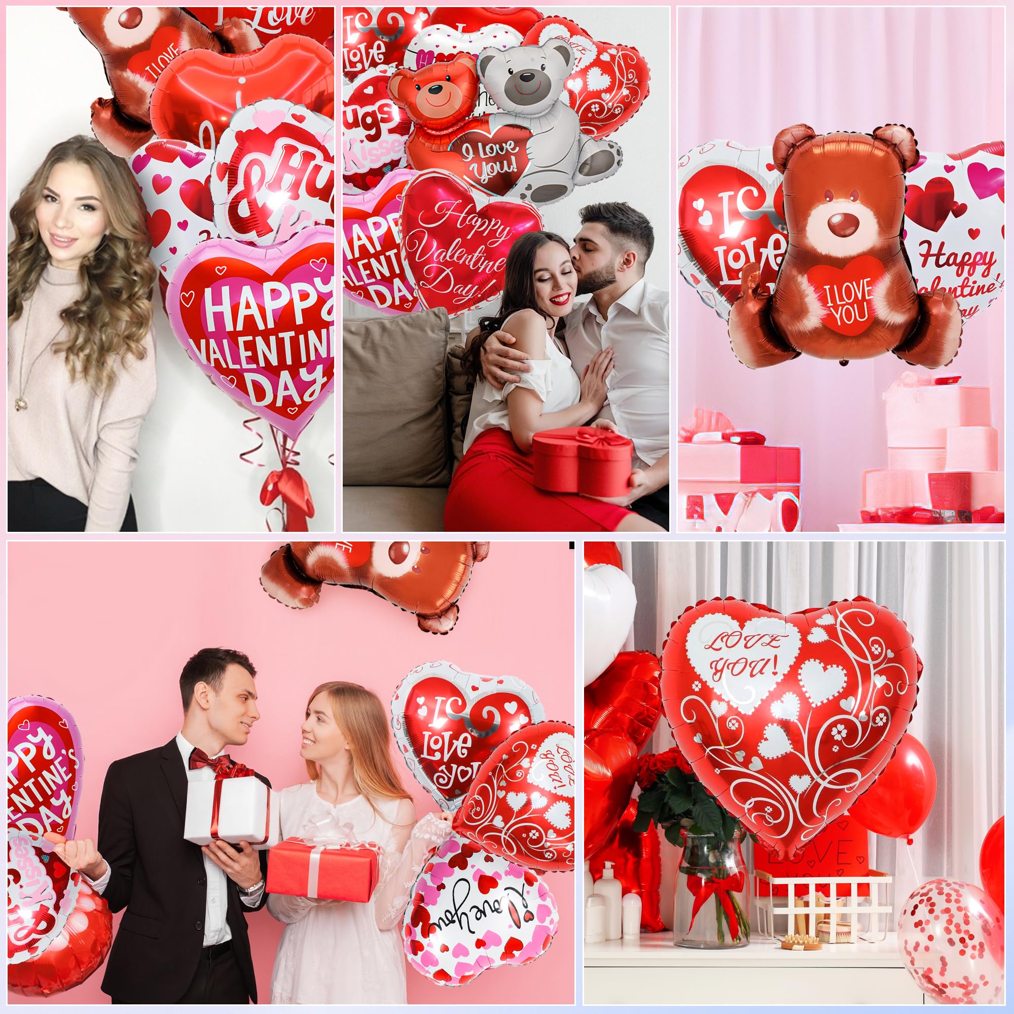 Luftballons zum Valentinstag, "Happy Valentines Day", rote Herz-Luftballons mit Aufschrift "I Love You", Mylar-Ballons für Jahrestag, besondere Nacht, Party, Dekoration, Hochzeit, Valentinstag