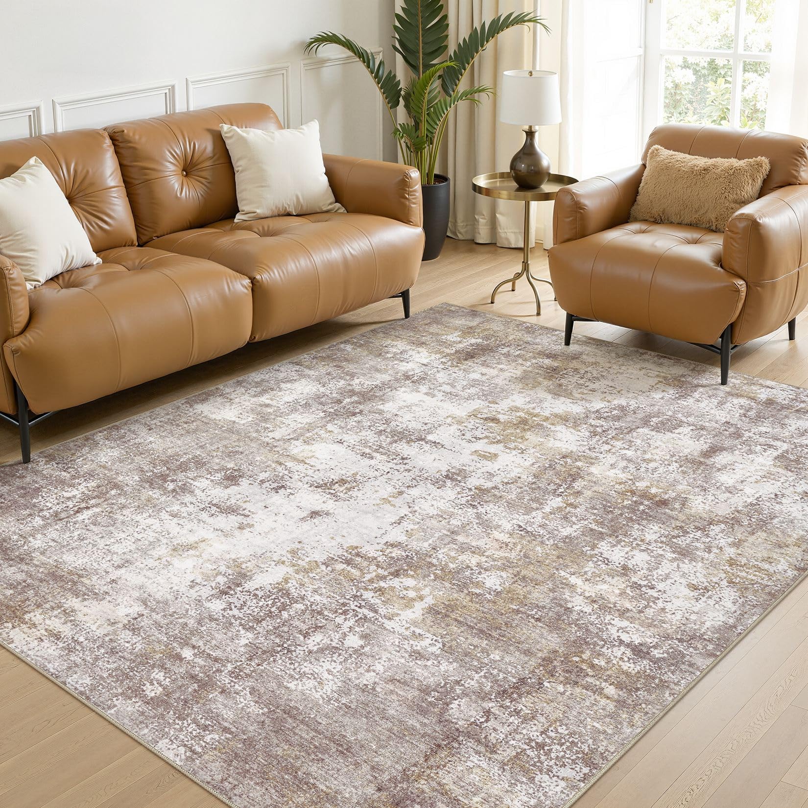 Soft Low-Pile Modern Abstract 5x7 Area Rug